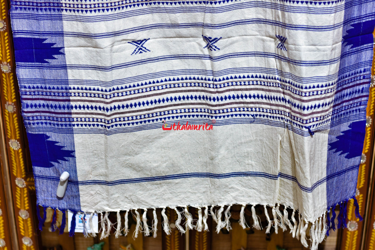 White Blue Buti Maroon Kotpad (Dupatta)