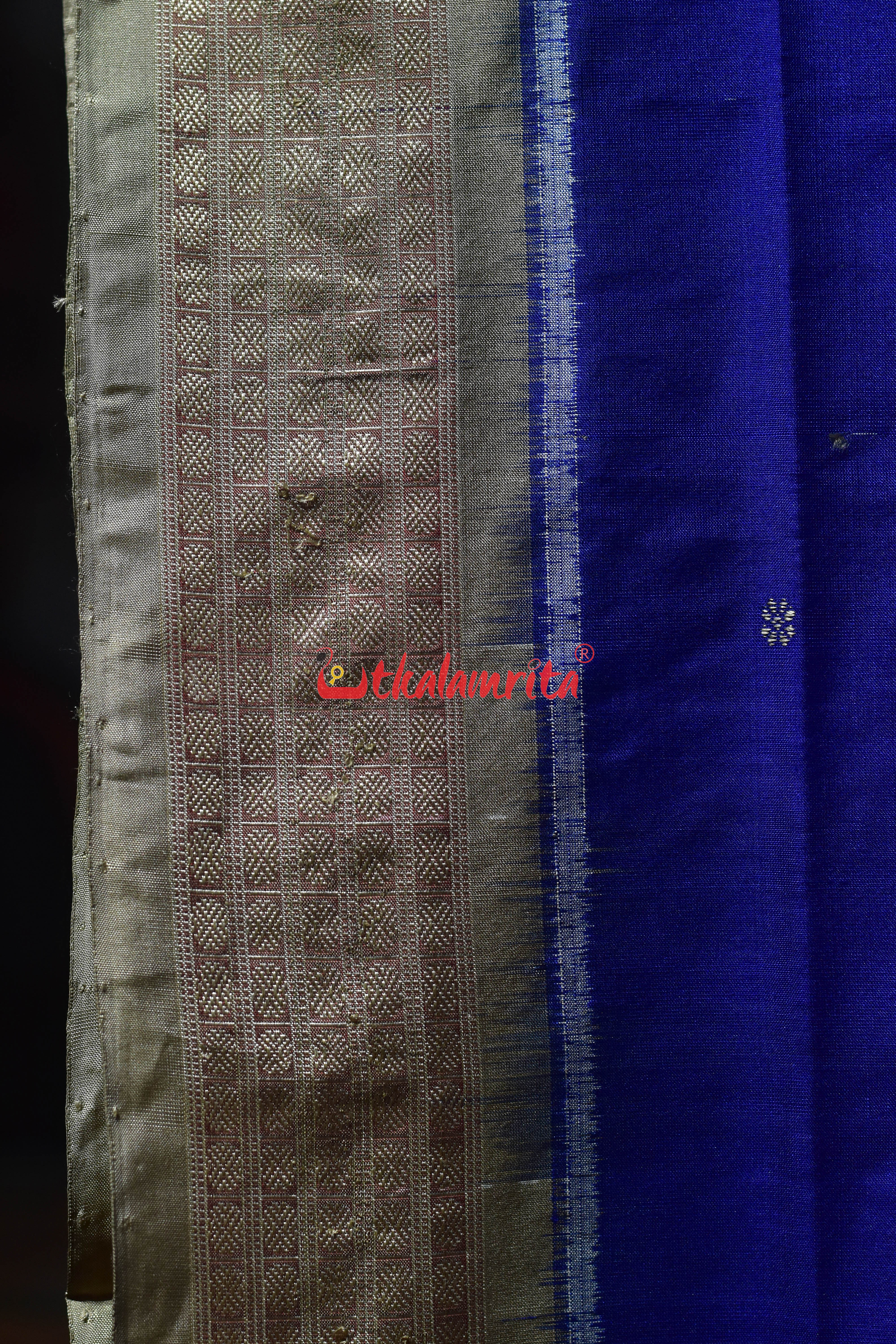 Blue Golden Bada Hathi Sambalpuri Silk Saree