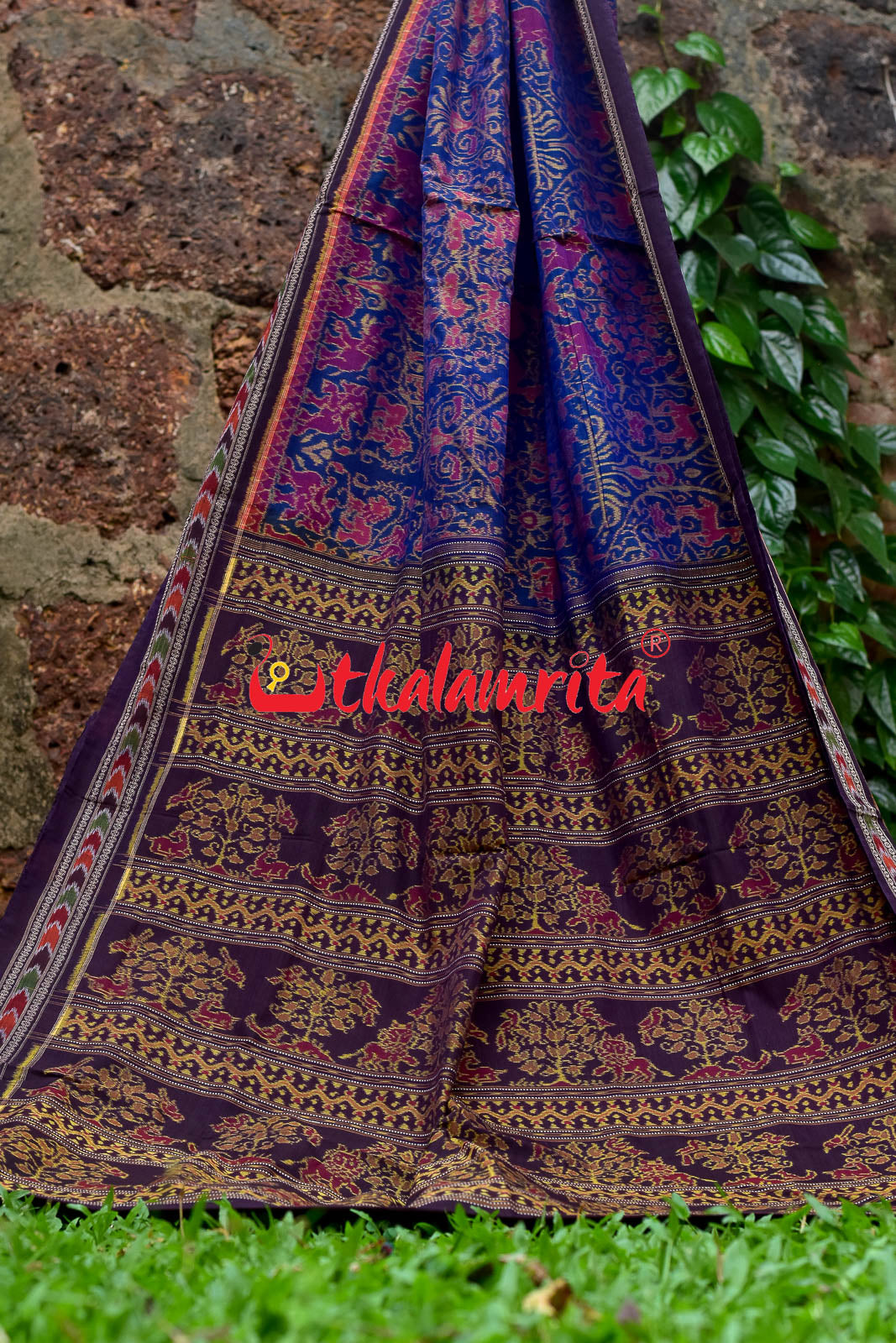 Blue Jungle Sambalpuri Bandha Cotton Saree