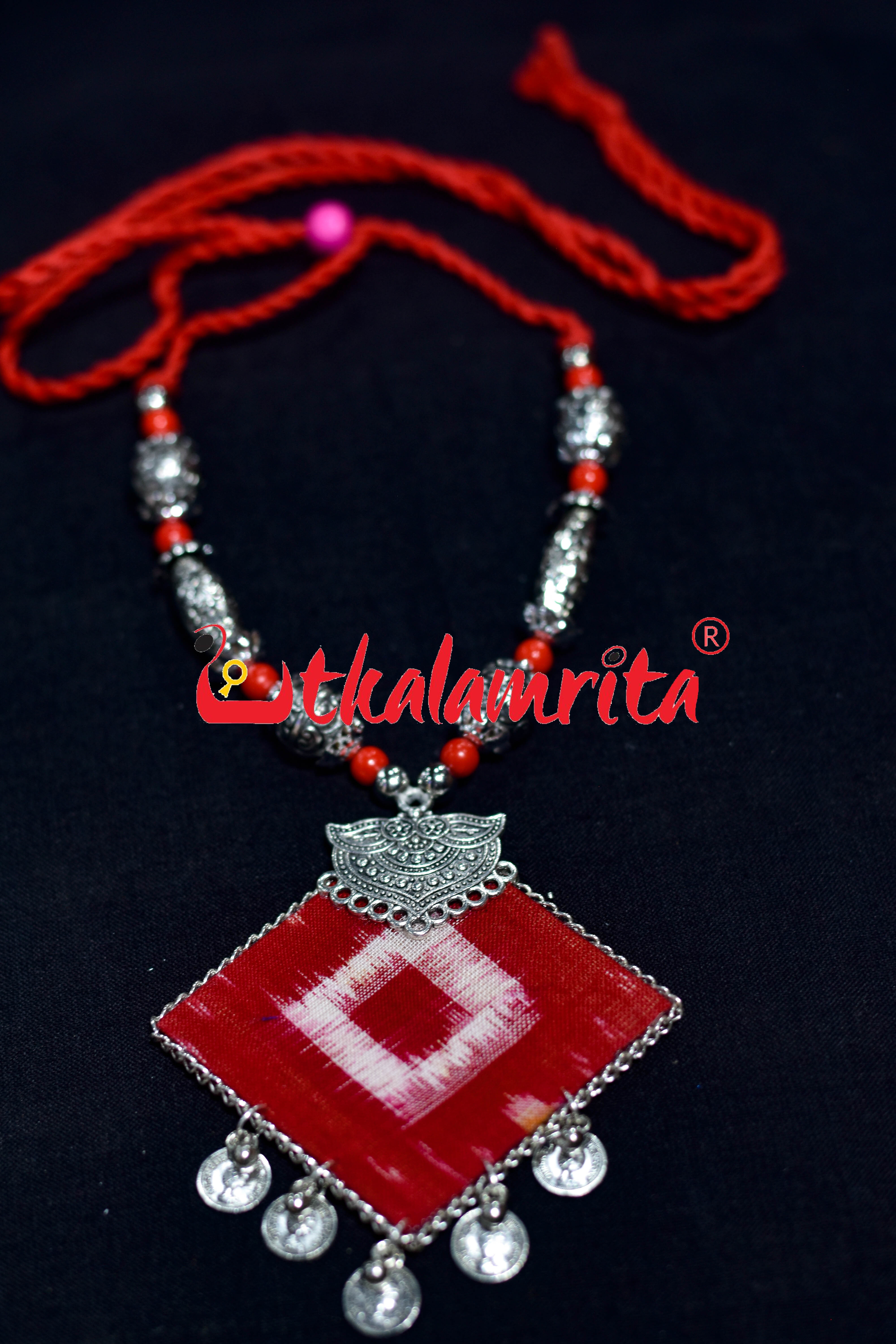 Single Pasapali Red Silver Necklace Set