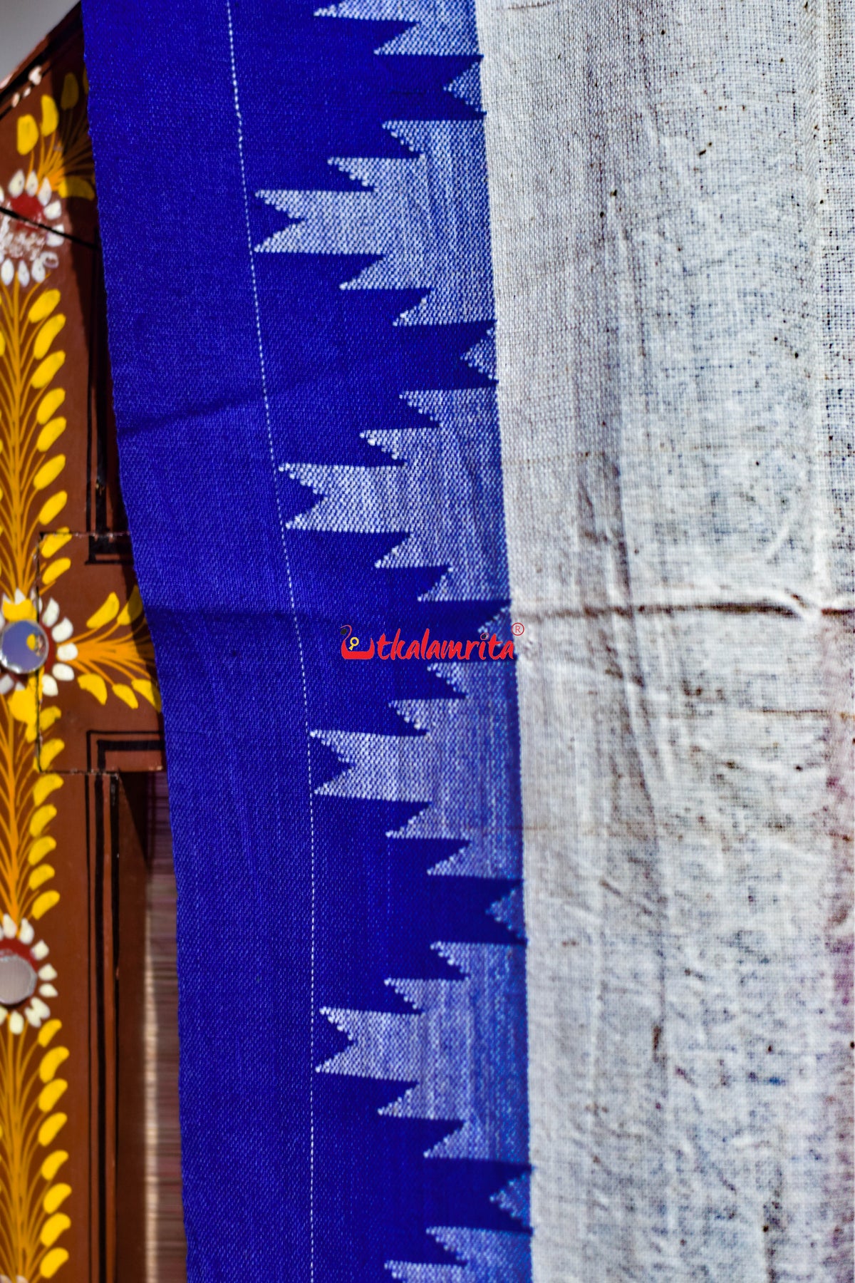 White Blue Buti Maroon Kotpad (Dupatta)