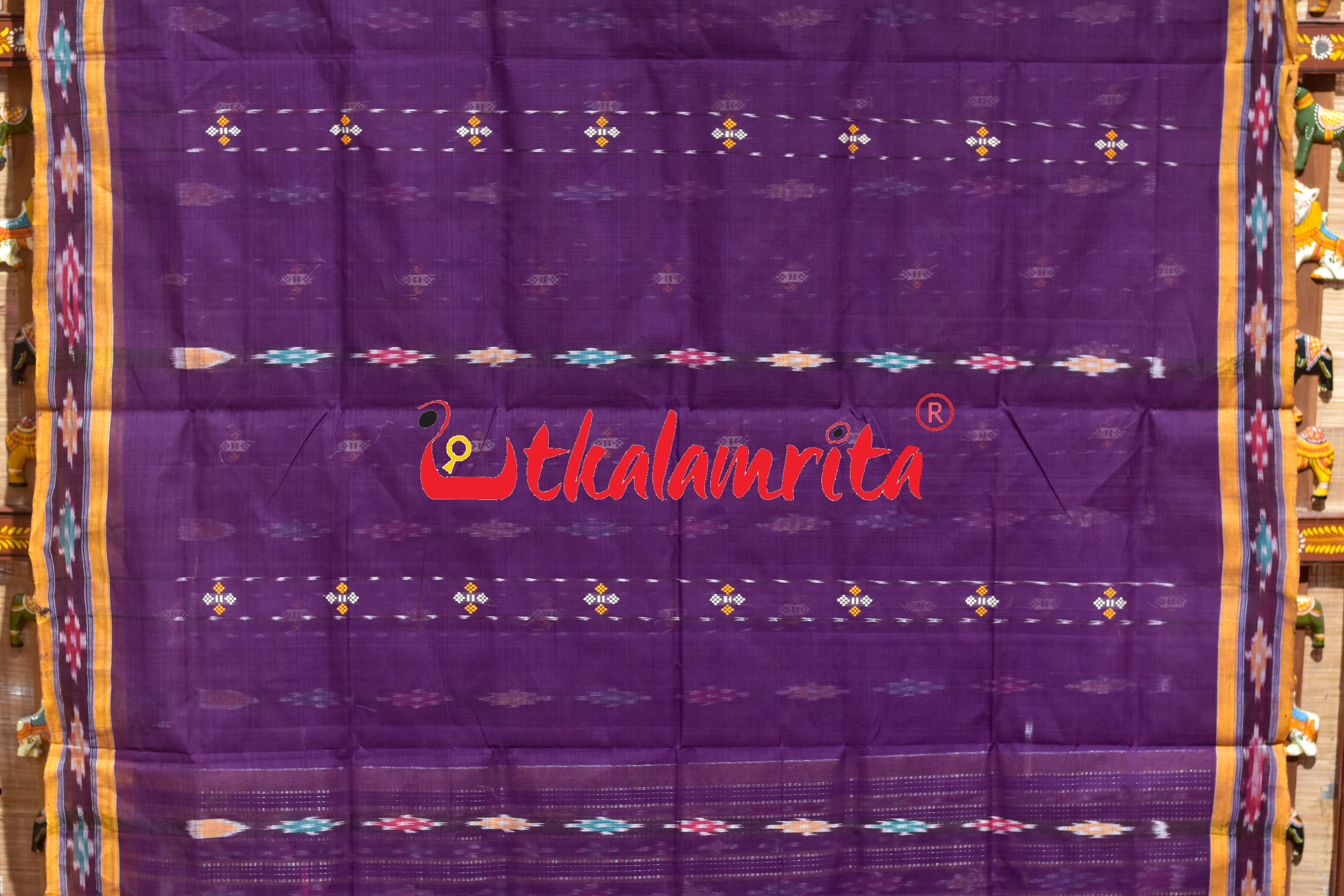 Purple Punji Diamond Pittala Single Cotton Saree