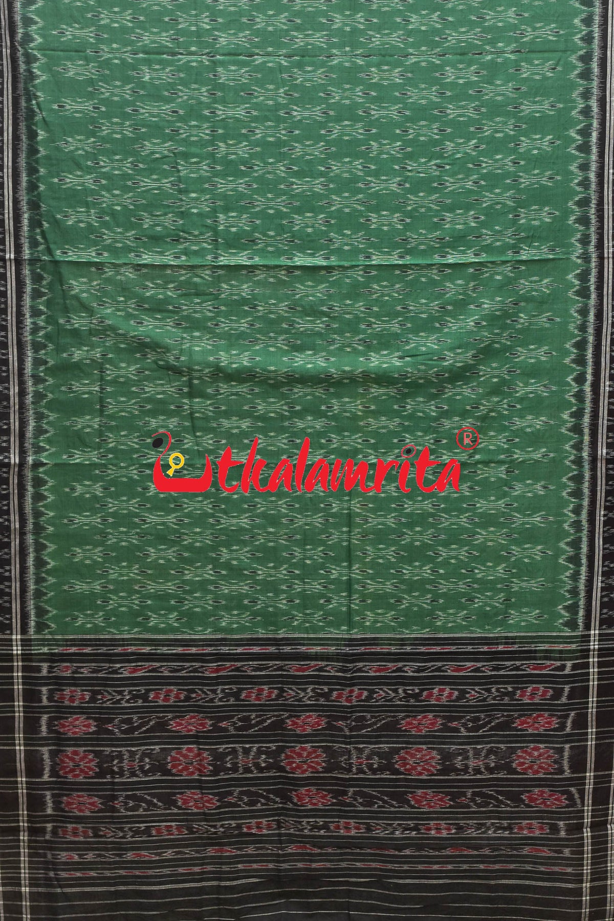 Light Siuli Black Body Bandha Khandua Cotton Saree