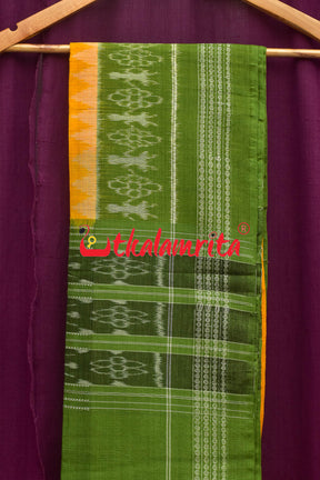 Green Yellow Flower Tribal Sambalpuri Dress Set