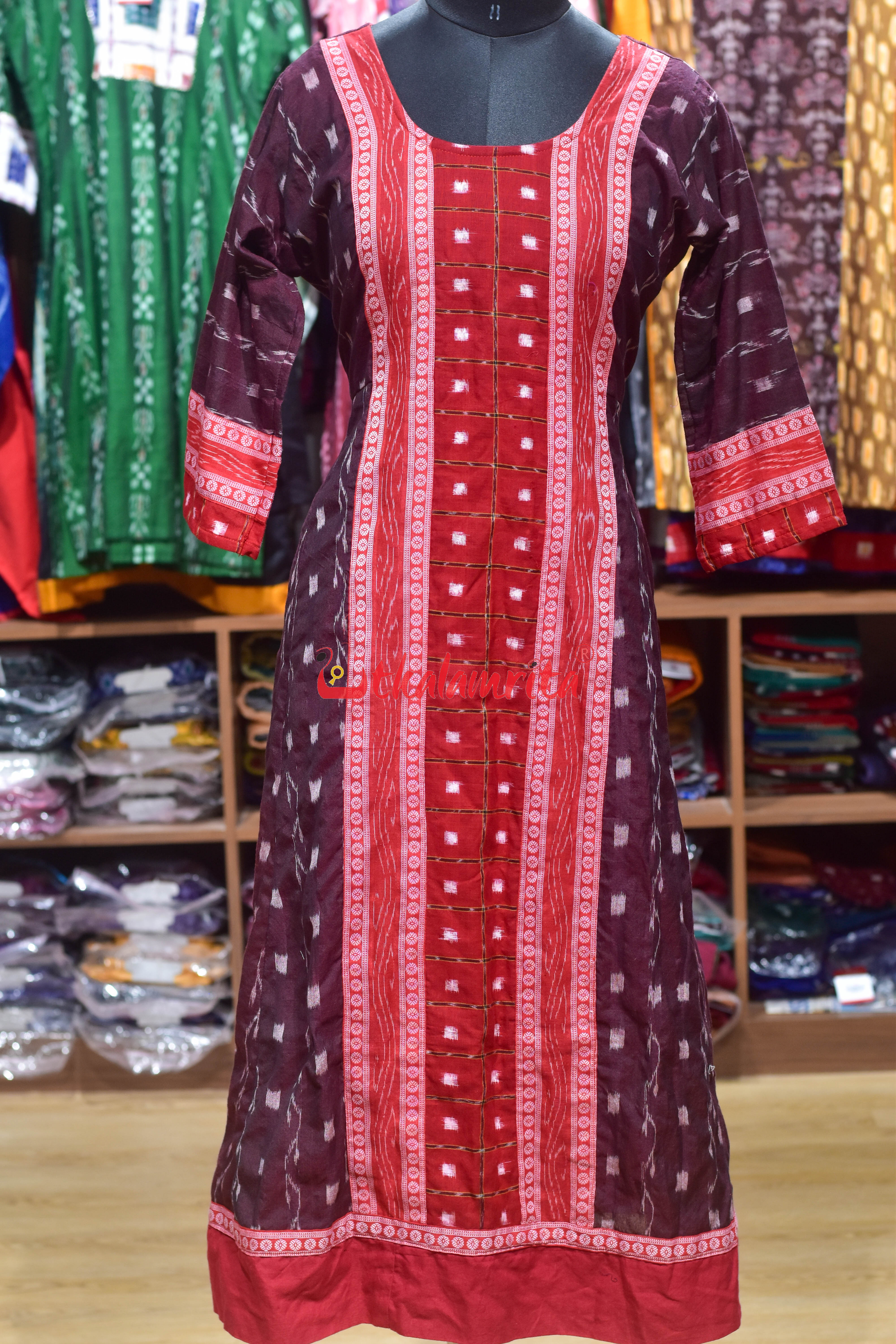 Maroon Melody Sambalpuri Anarkali