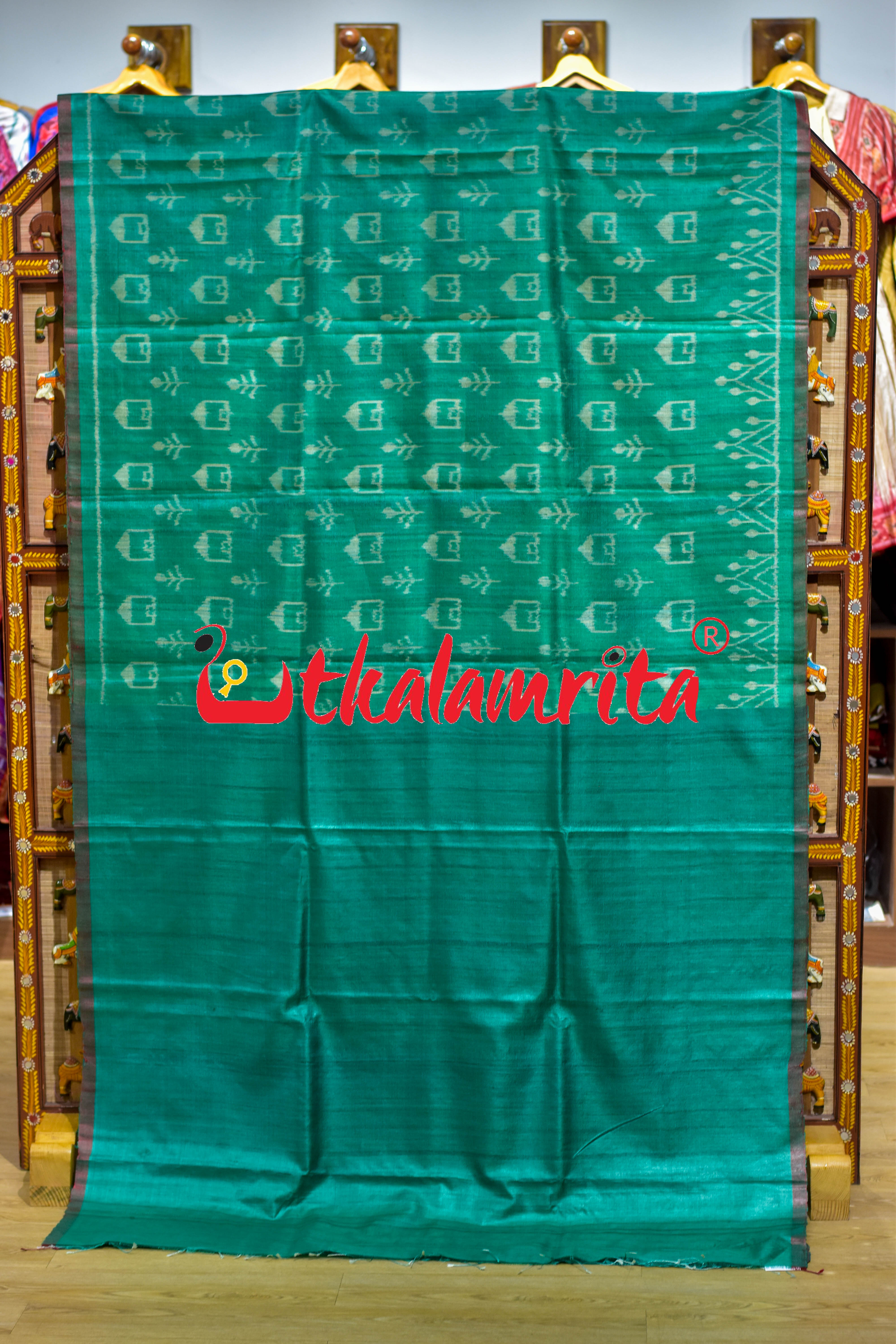 Green Tribal Huts Phoda Anchal Gopalpur Tussar Saree