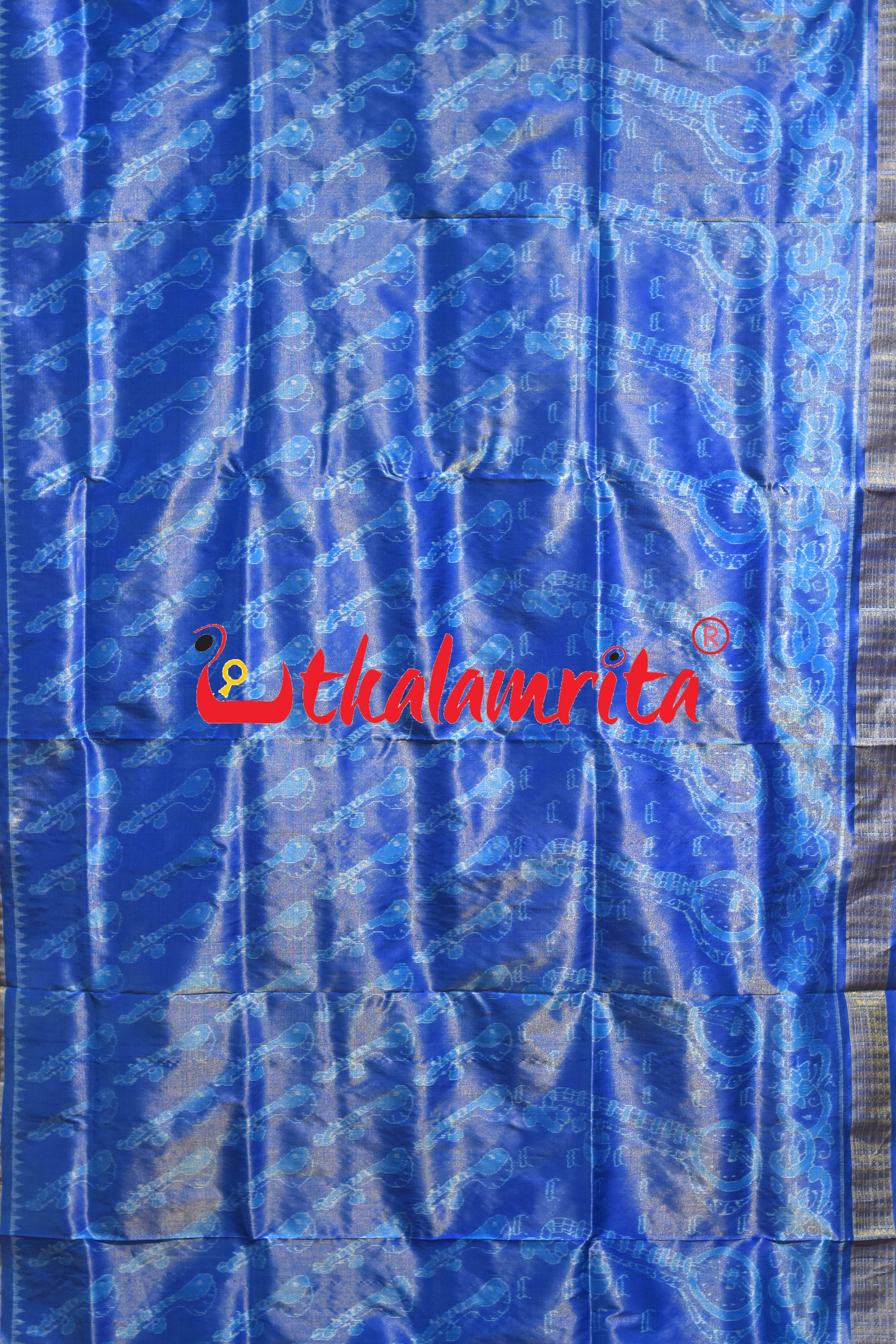 Light Blue 3D Bina Full Tissue Sambalpuri Silk Saree