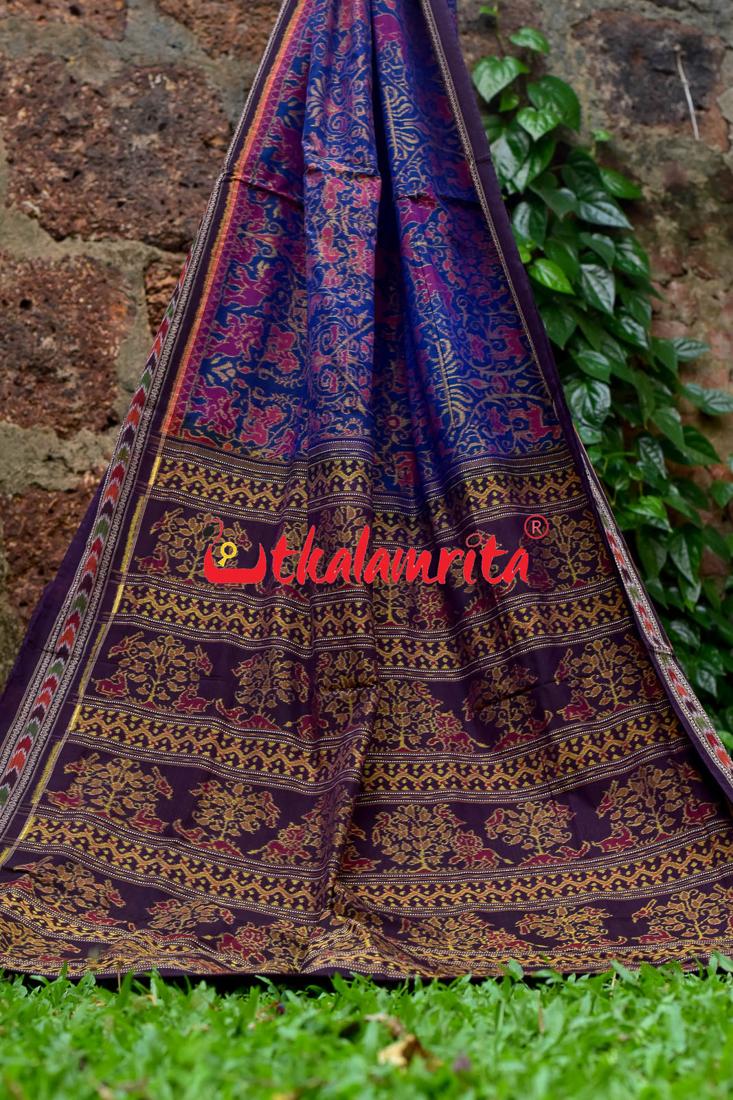 Blue Jungle Sambalpuri Bandha Cotton Saree