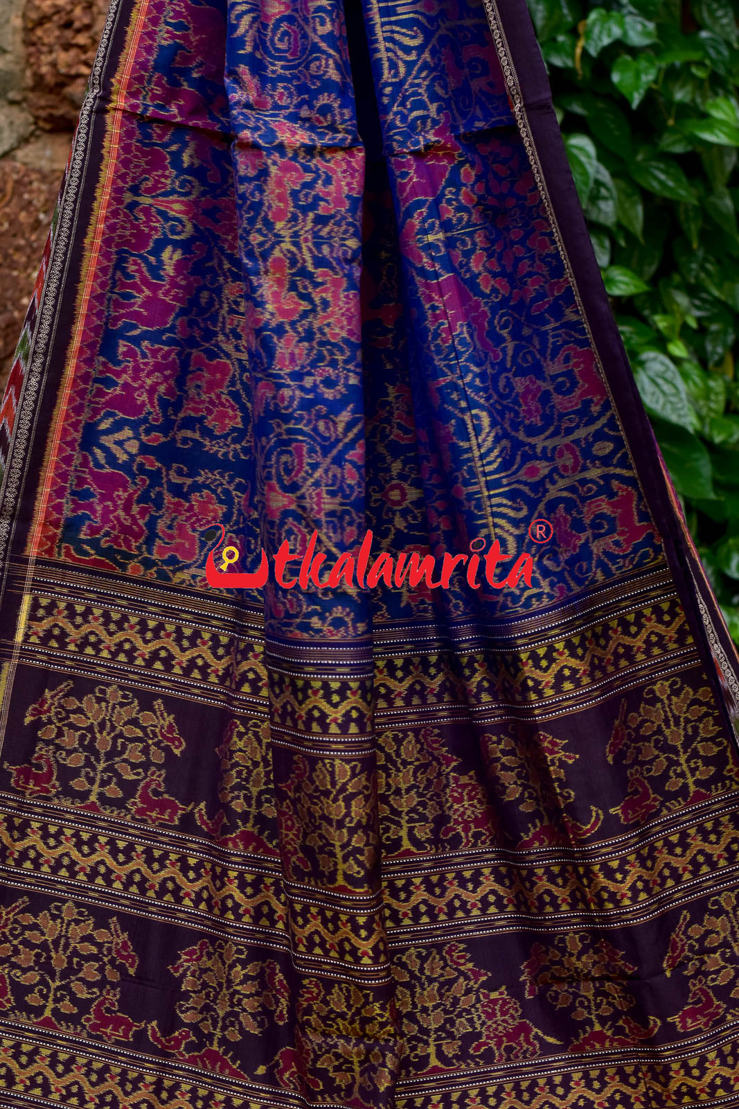 Blue Jungle Sambalpuri Bandha Cotton Saree