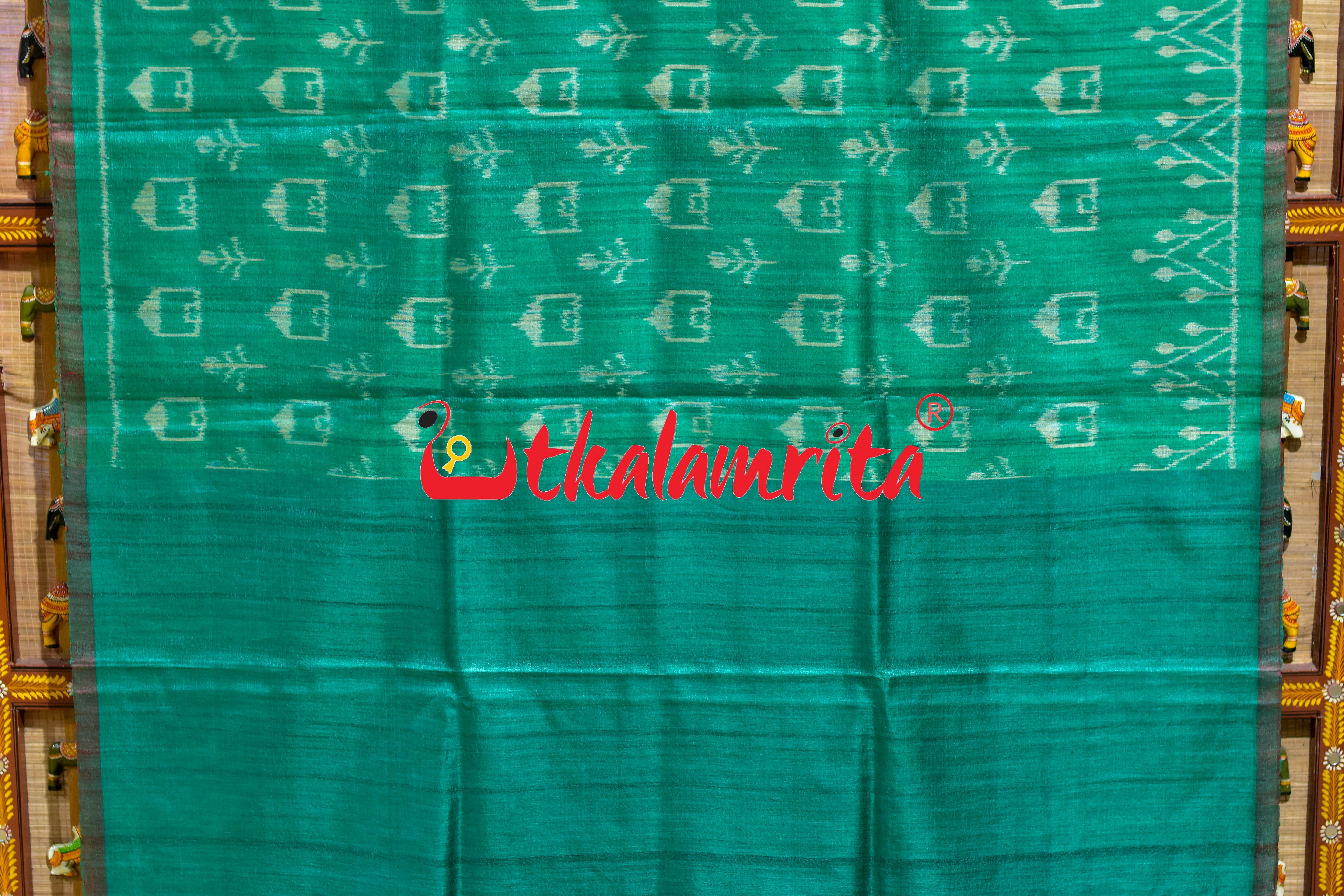 Green Tribal Huts Phoda Anchal Gopalpur Tussar Saree