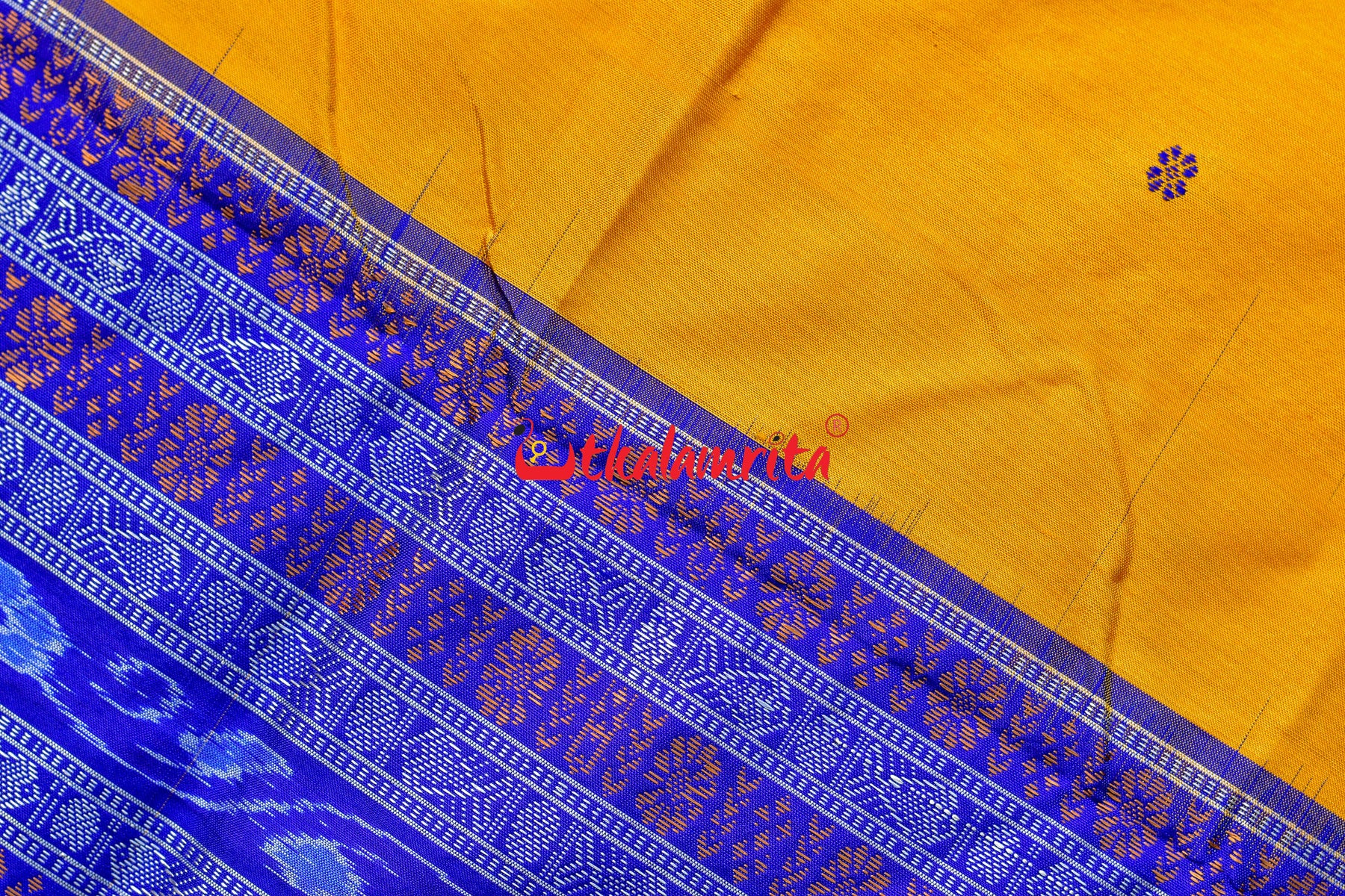 Plain Kumbha Yellow Blue Sambalpuri Silk