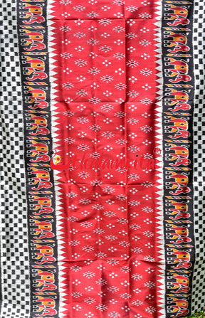 Maroon Hati With Checks Khandua Silk