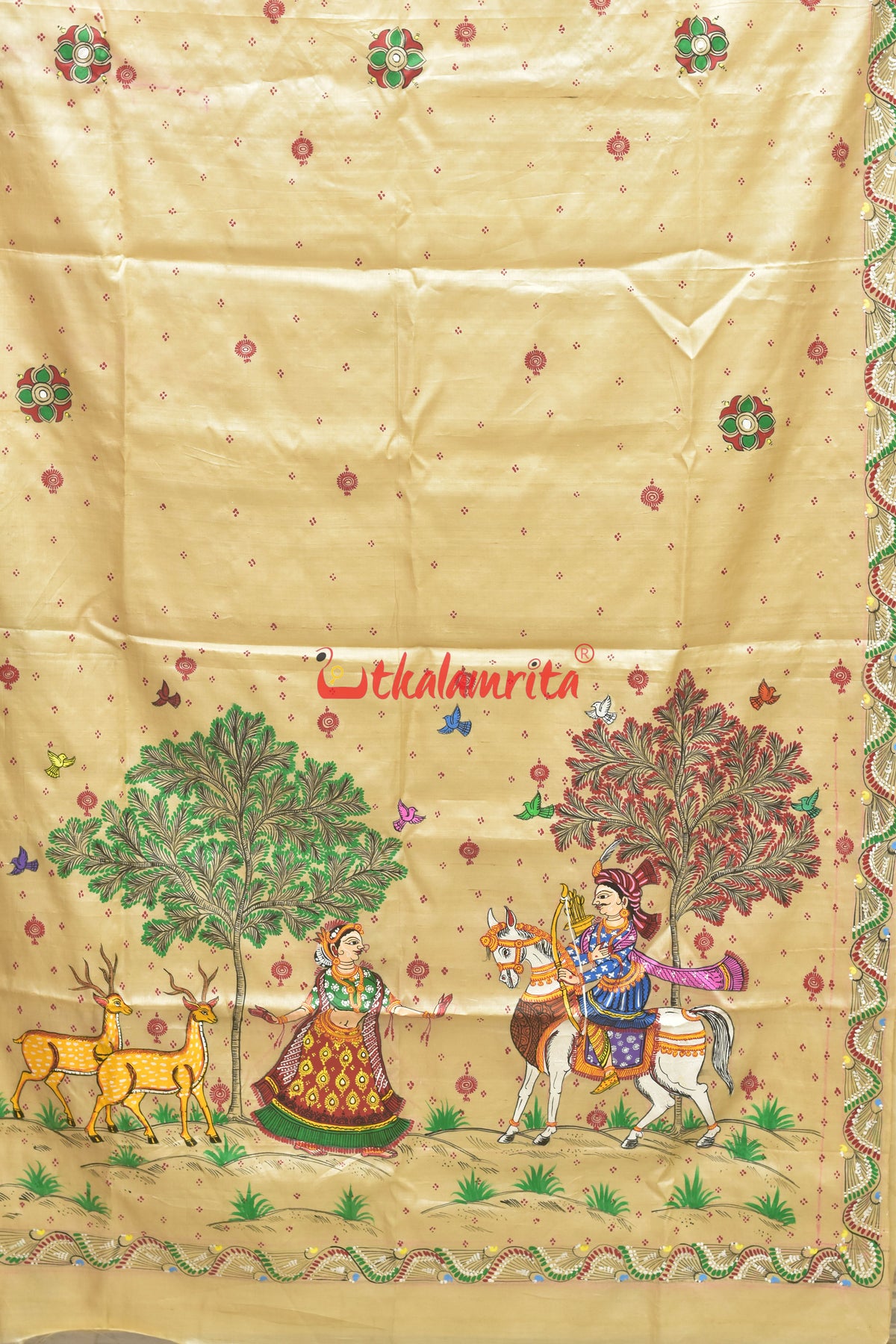 Dushmant Shakuntala Deer Pattachitra Tussar Silk Saree