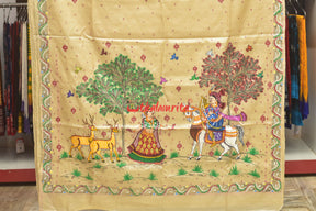 Dushmant Shakuntala Deer Pattachitra Tussar Silk Saree