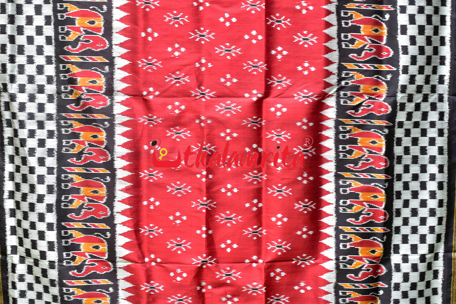 Maroon Hati With Checks Khandua Silk