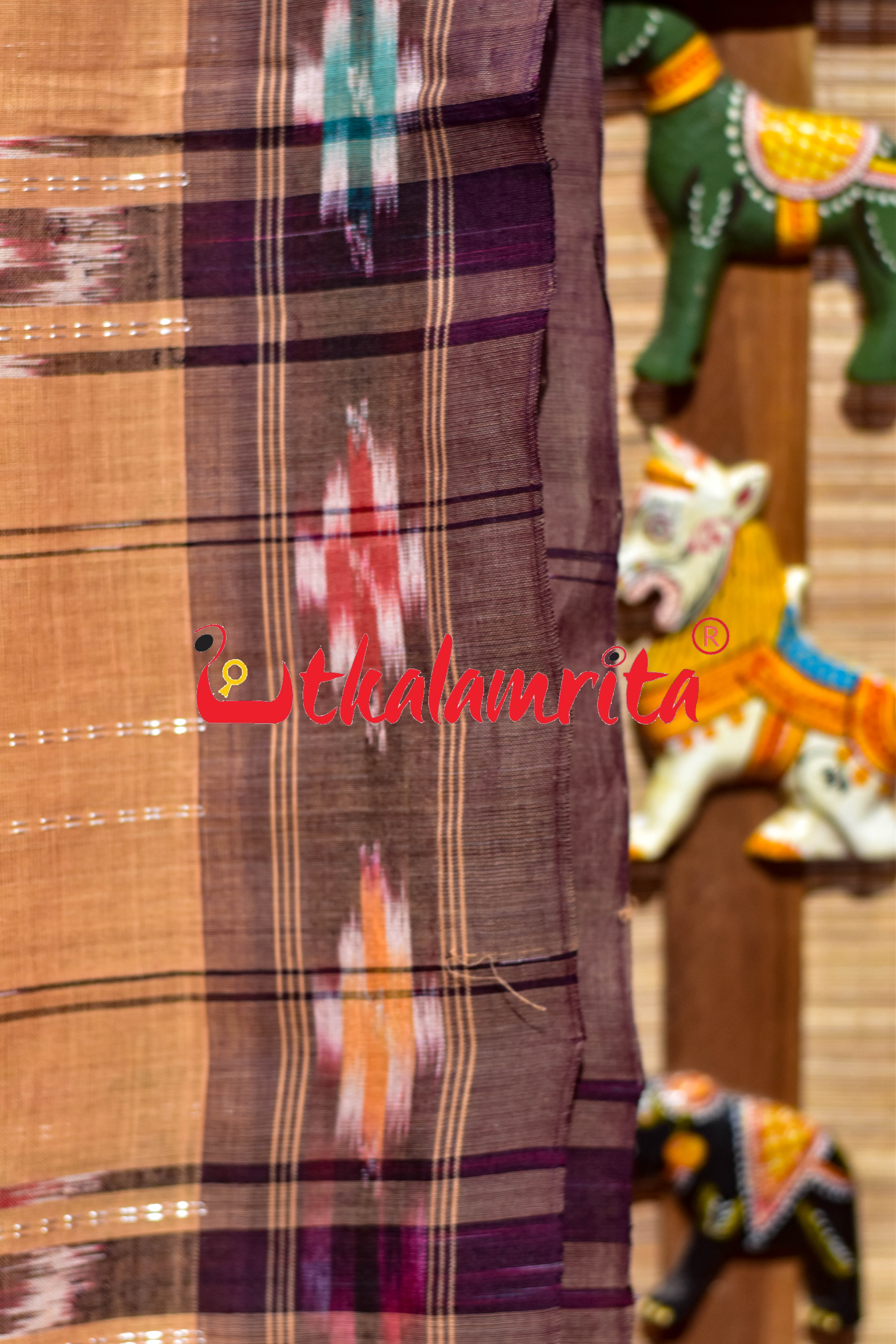 Cream Koli Maala Pittala Single Cotton Saree