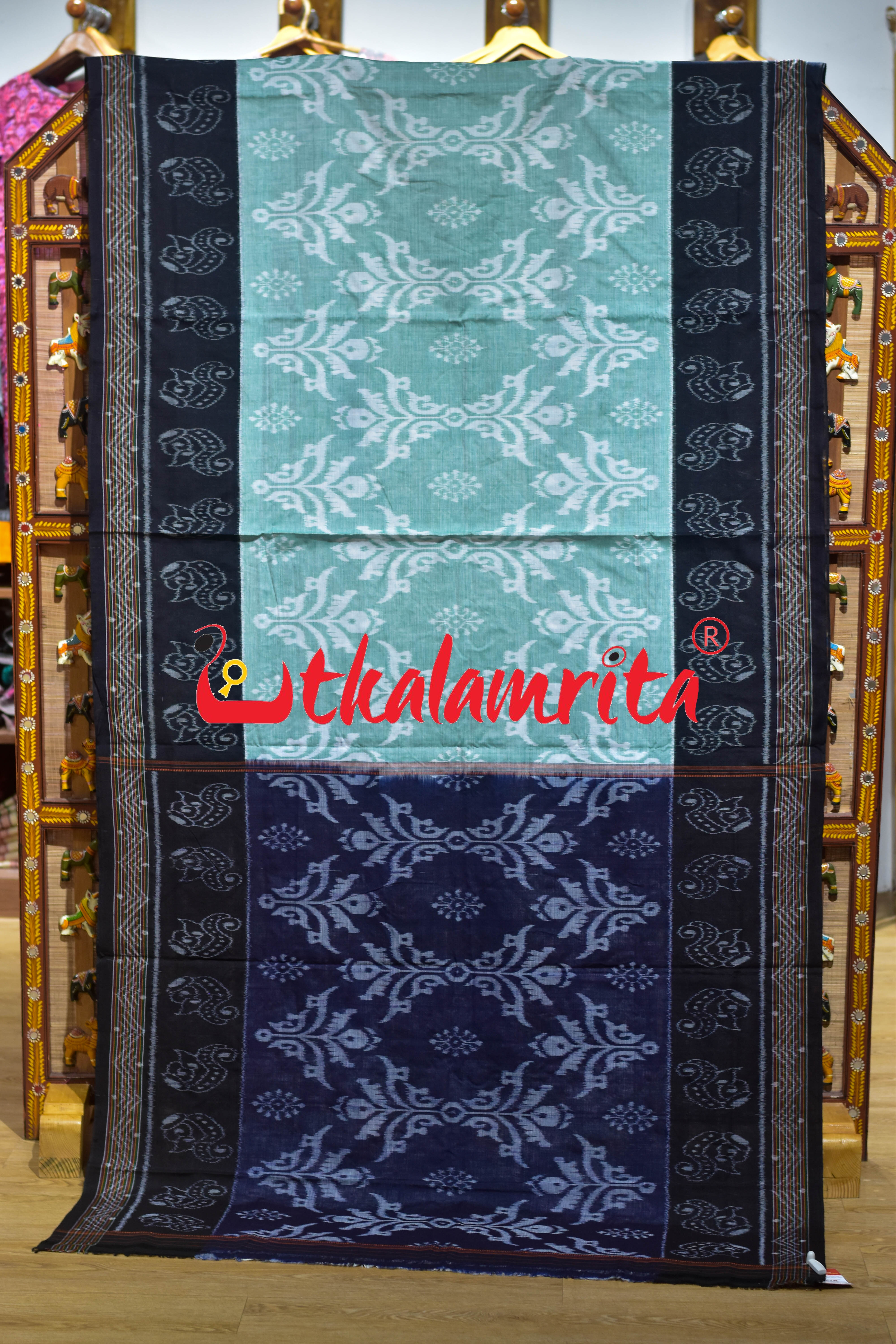 Seafoam Green Sankha Scot Khandua Cotton Saree