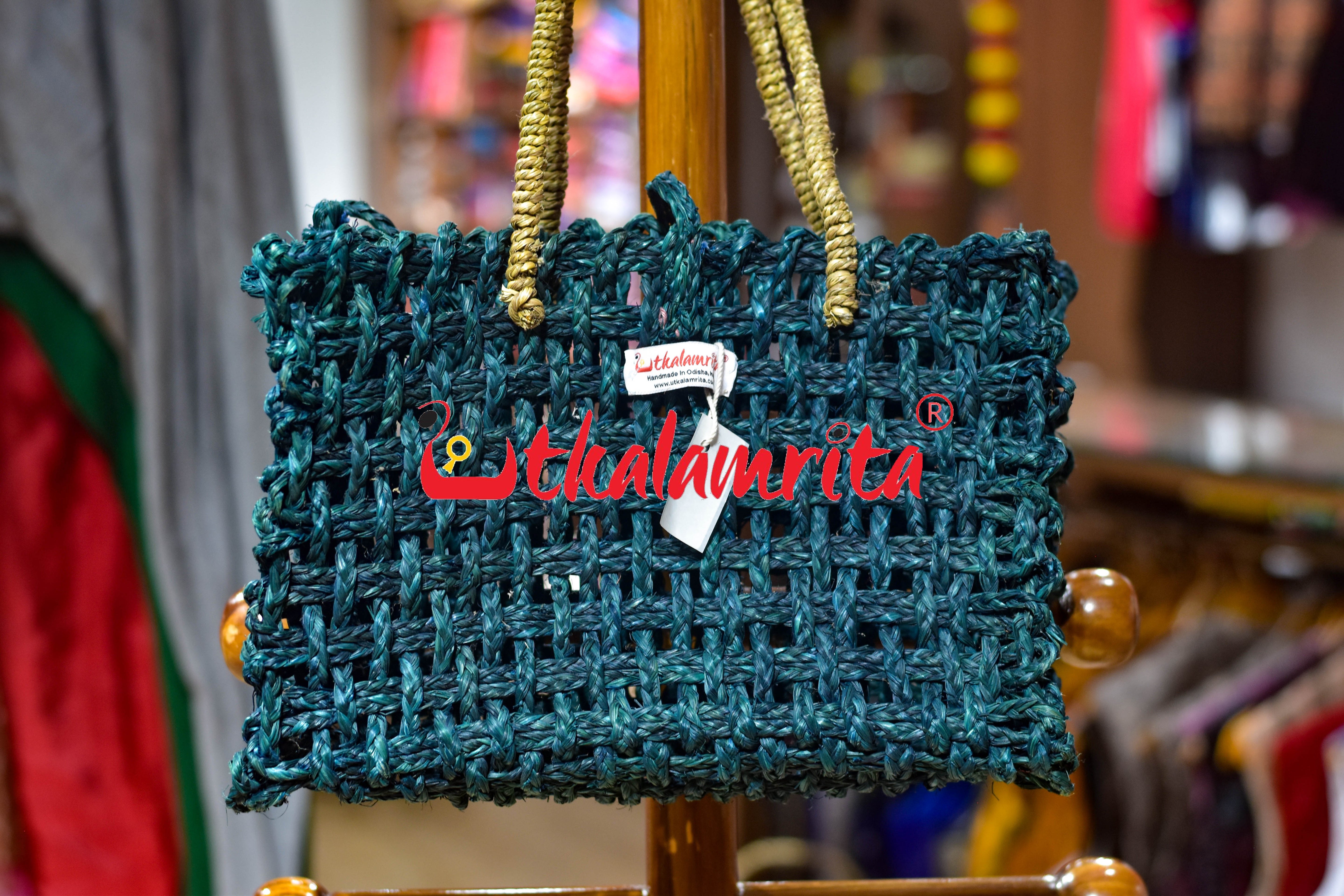 Sabai Grass Jali Bag Medium (Deep Green)