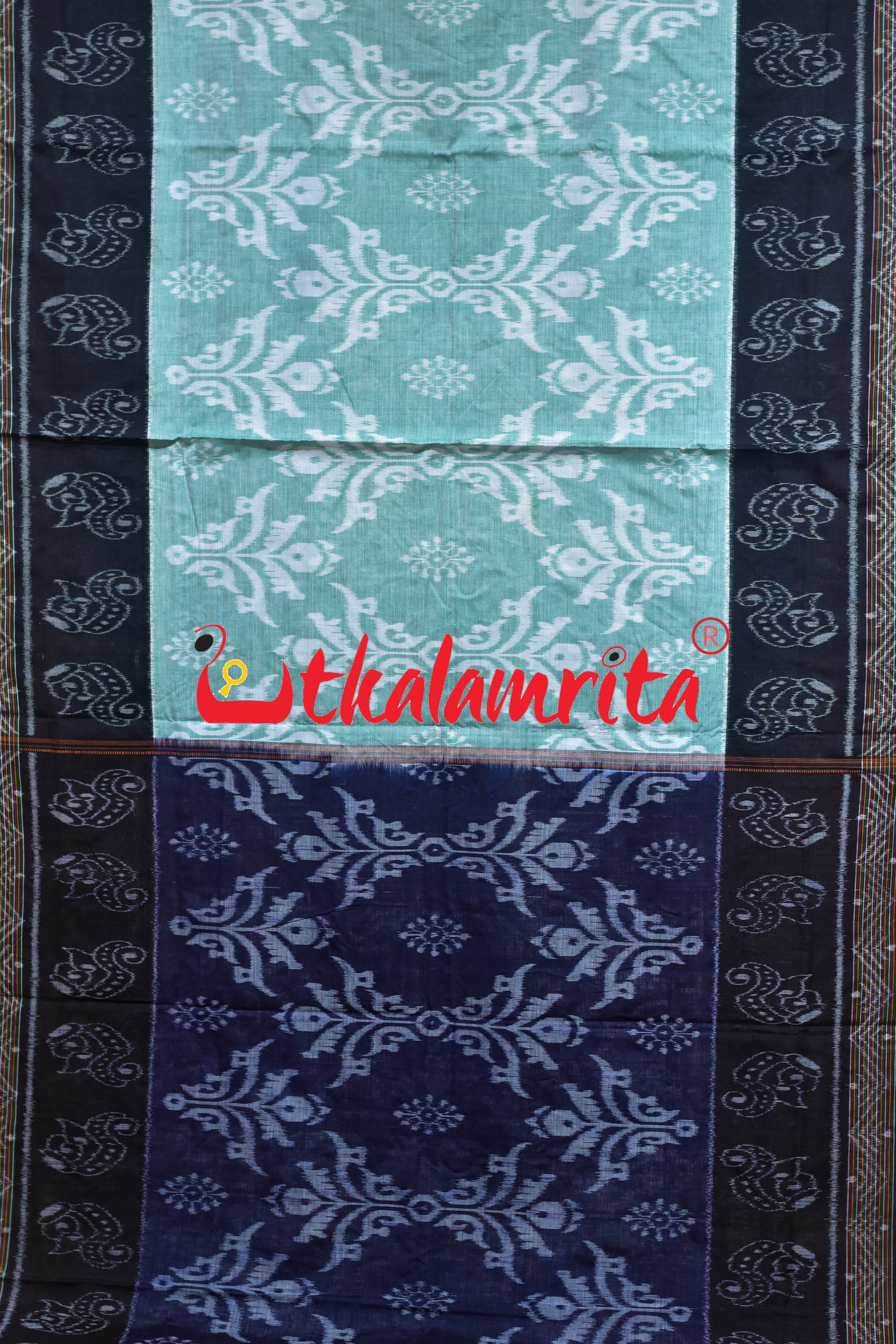 Seafoam Green Sankha Scot Khandua Cotton Saree
