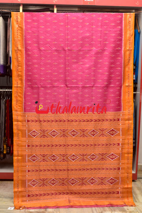 Pink with Yellow Chandrika Khandua Silk Saree