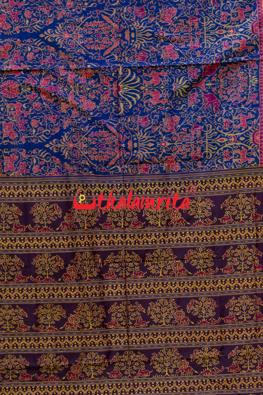 Blue Jungle Sambalpuri Bandha Cotton Saree