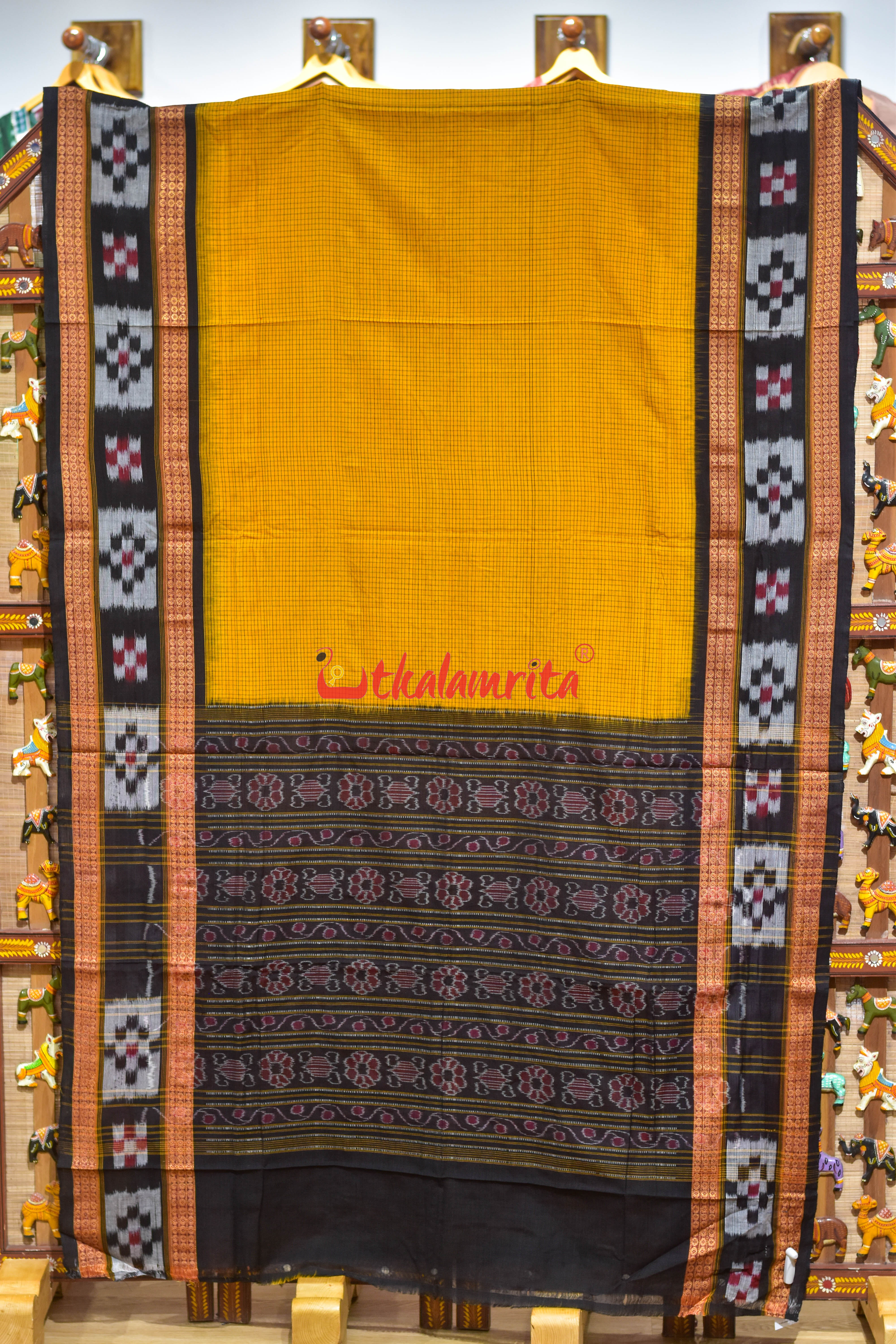 Yellow Big Border Pasapali Sachipar Cotton Saree