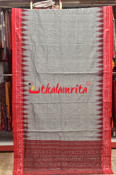 Grey Red Jharana Cotton Saree