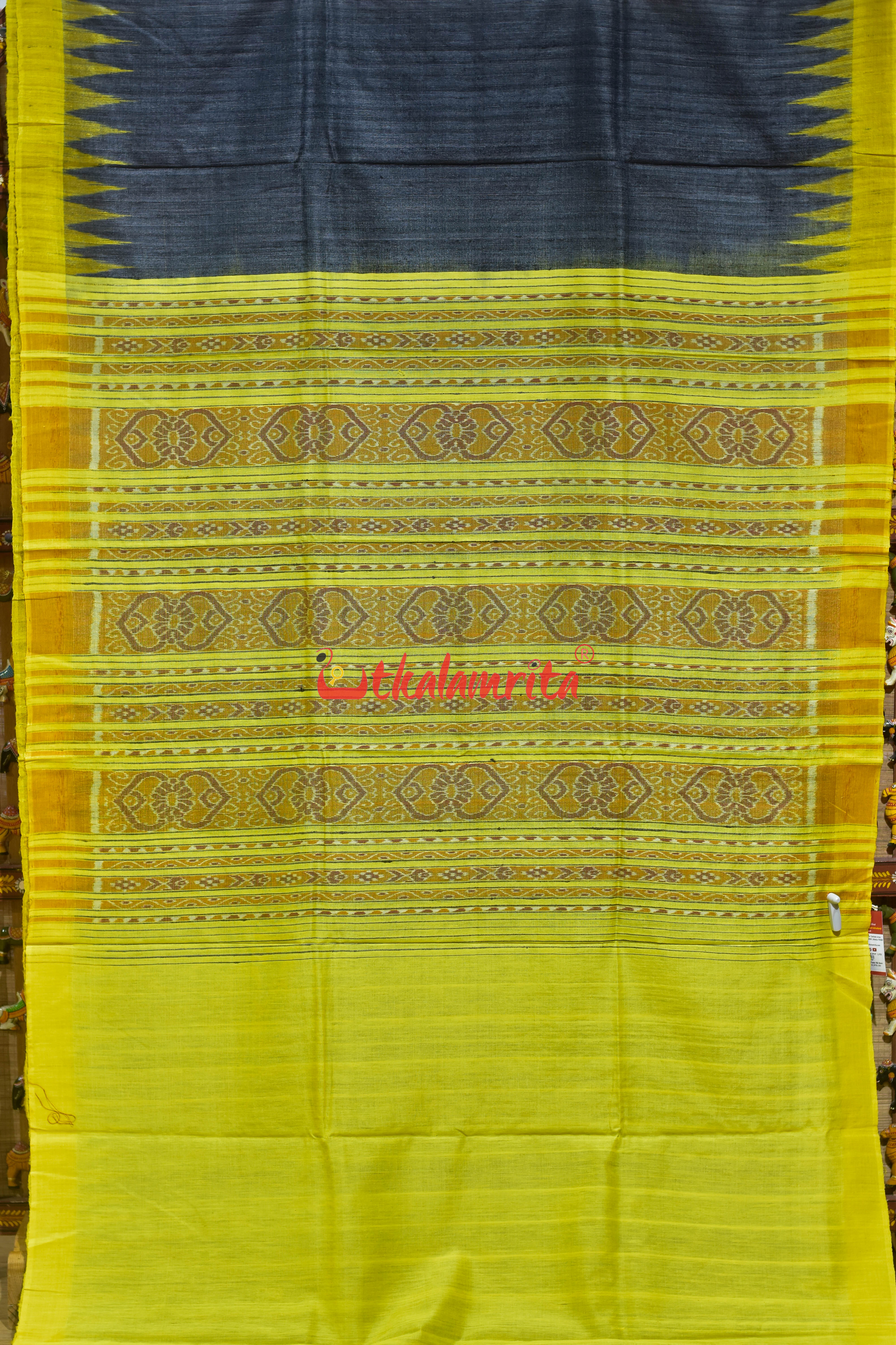Black Yellow Gopalpur Tussar Silk Saree