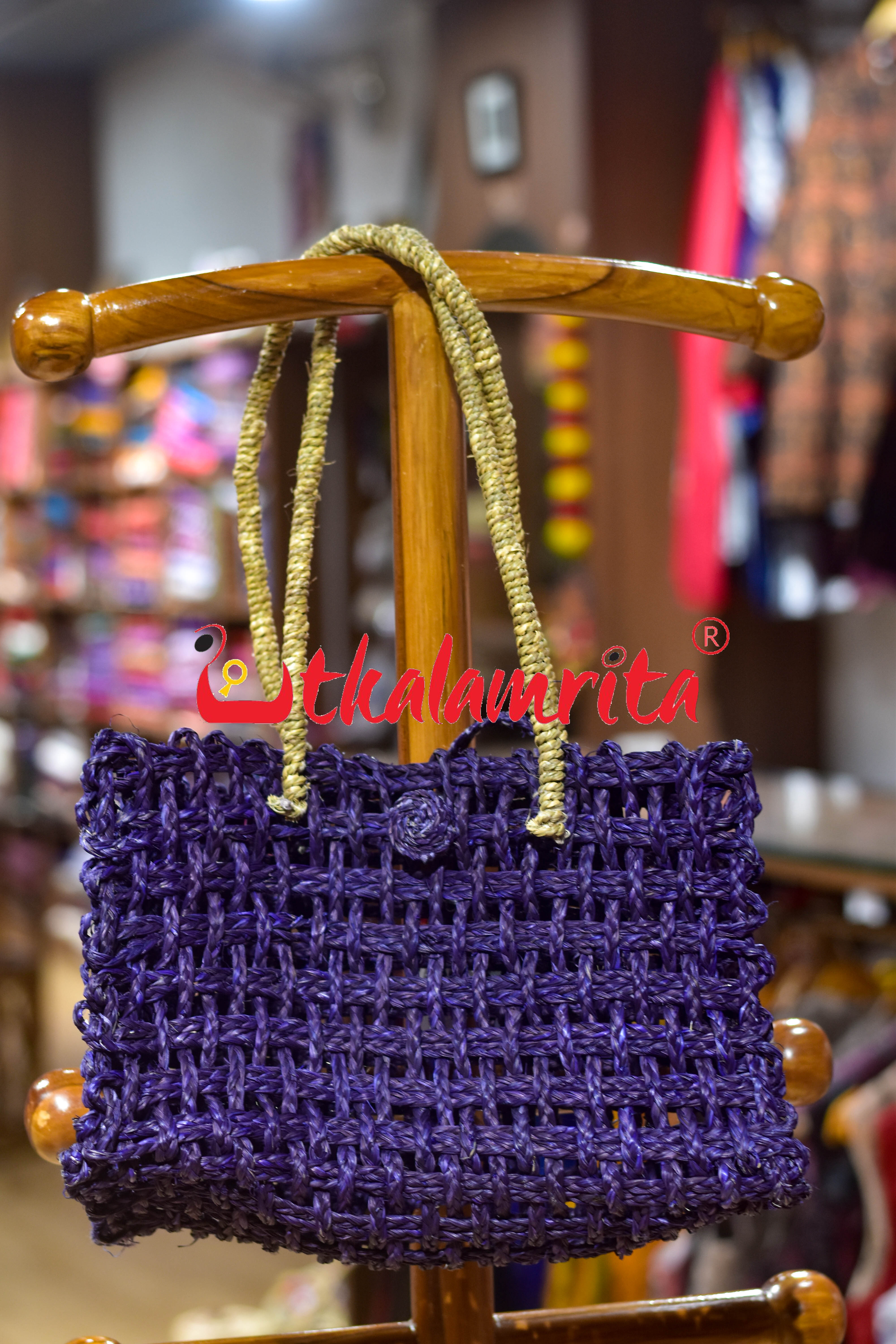 Sabai Grass Jali Bag Medium (Purple)