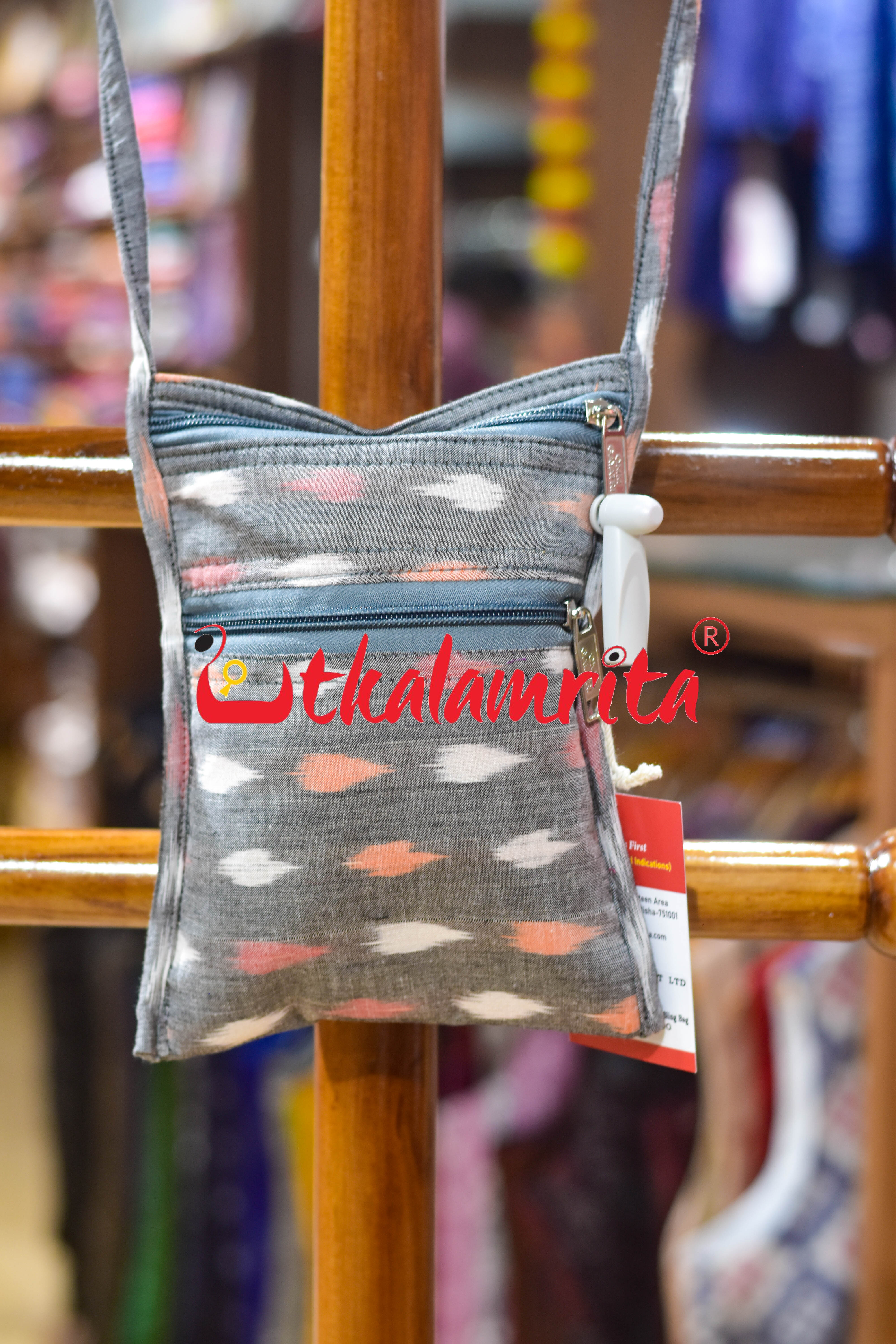 Orange & white Dot Grey Mobile Sling Bag