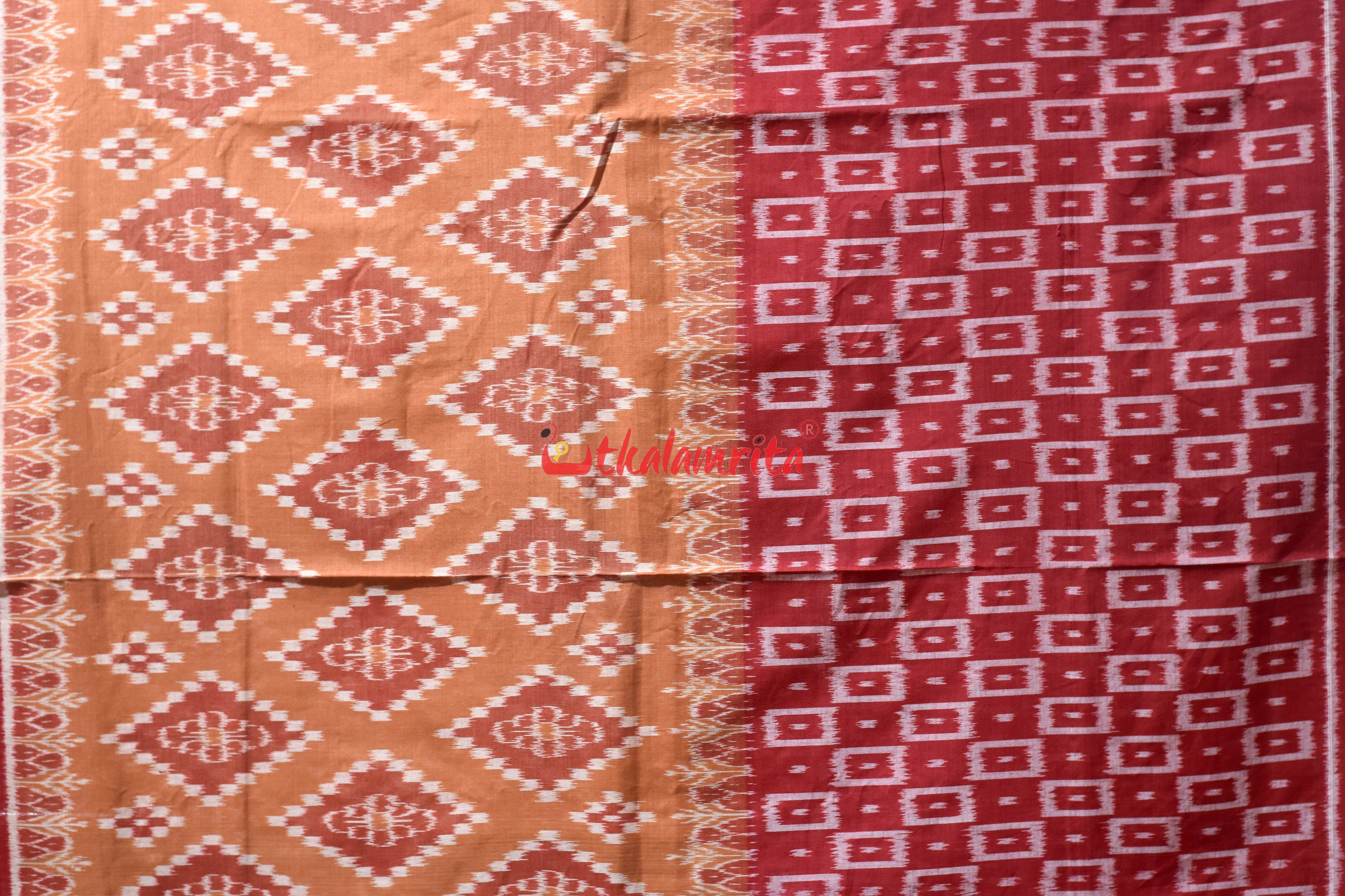 Half Half Rust Body Bandha Khandua Cotton Saree