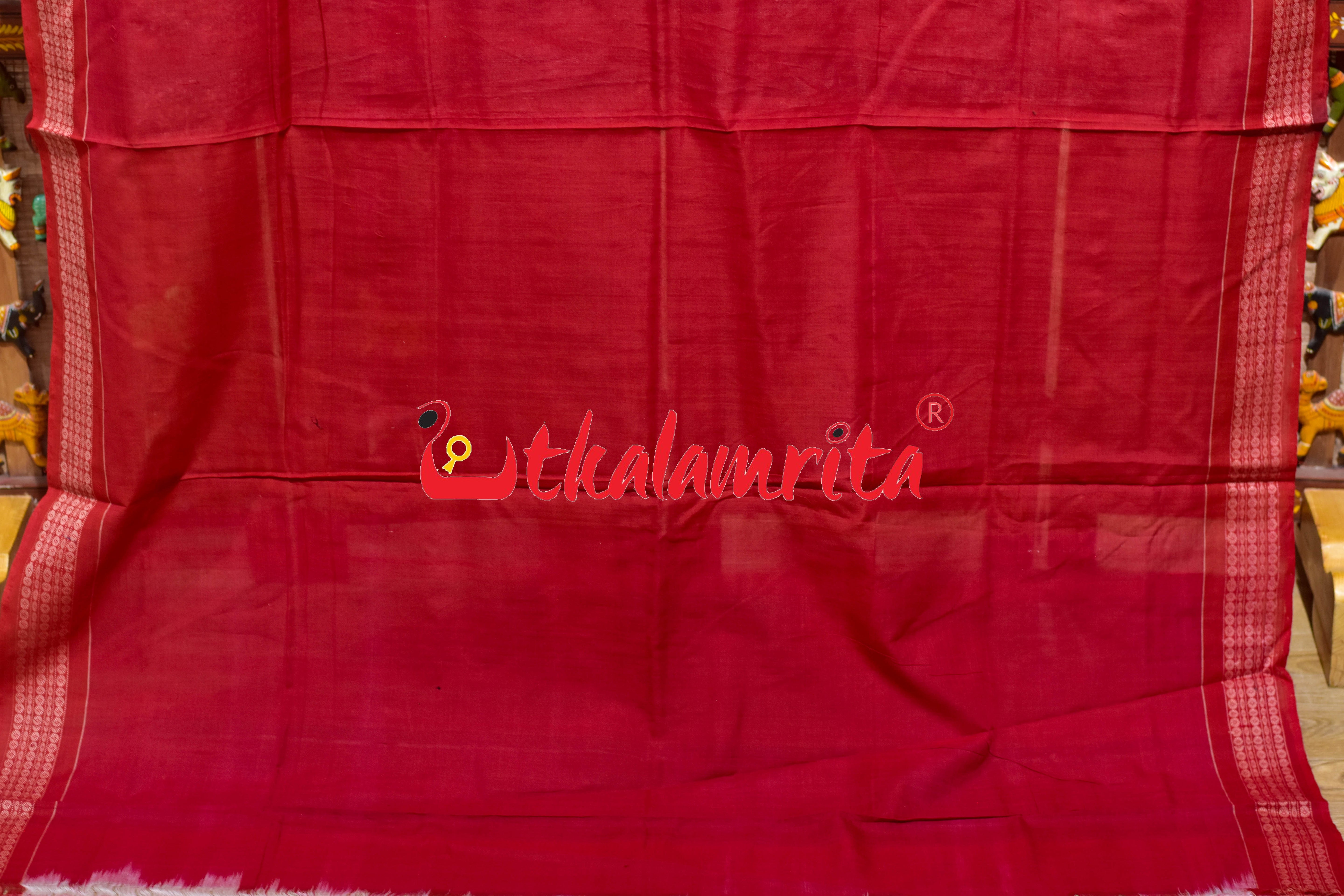 Grey Maroon Tree of Life Sambalpuri Cotton Saree