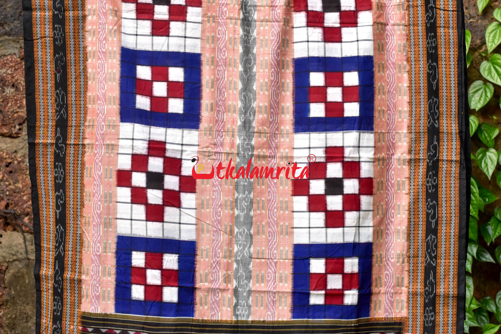 Contrast Blue Maroon Sambalpuri Cotton Saree