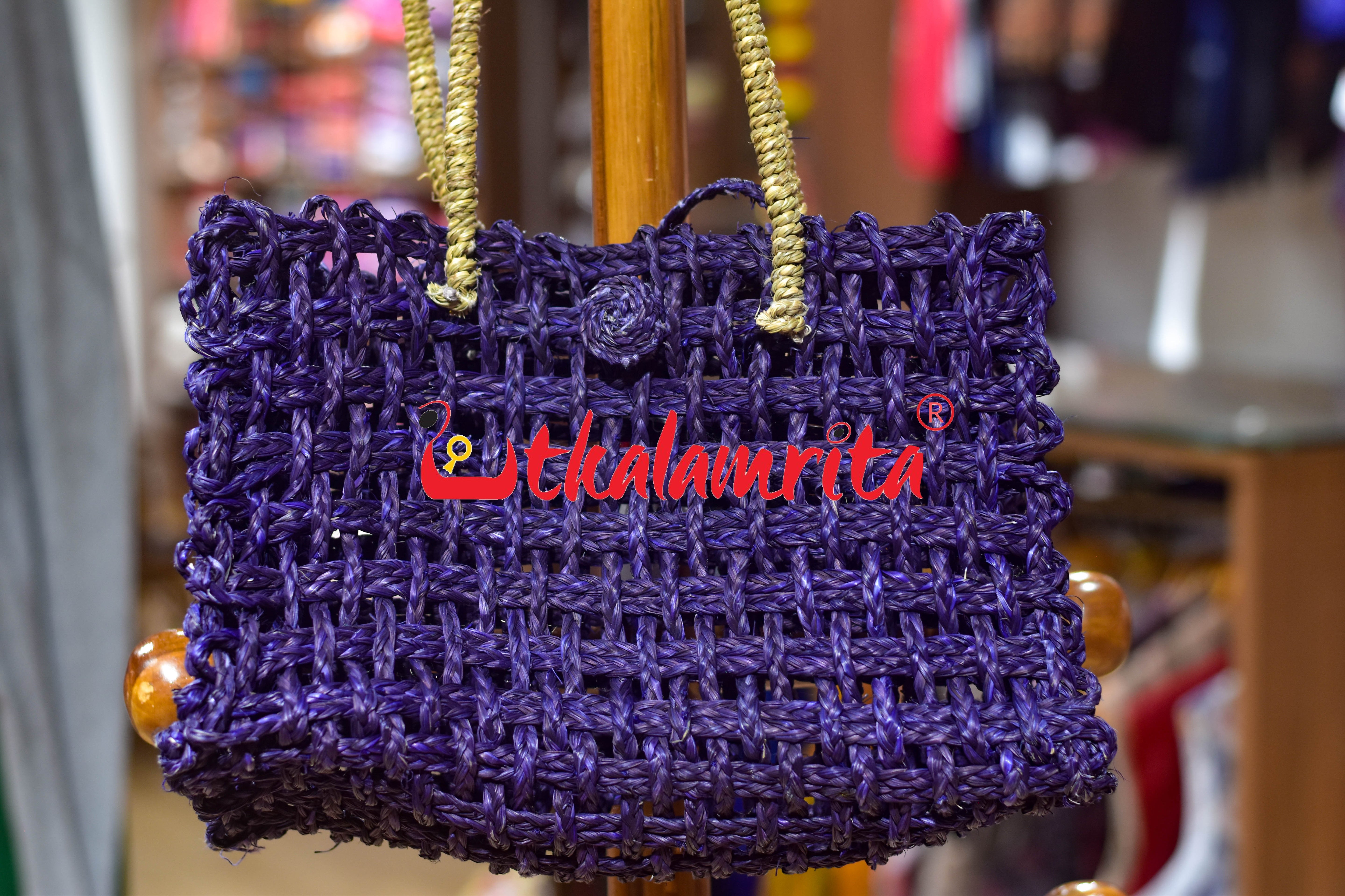 Sabai Grass Jali Bag Medium (Purple)