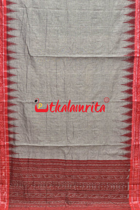 Grey Red Jharana Cotton Saree