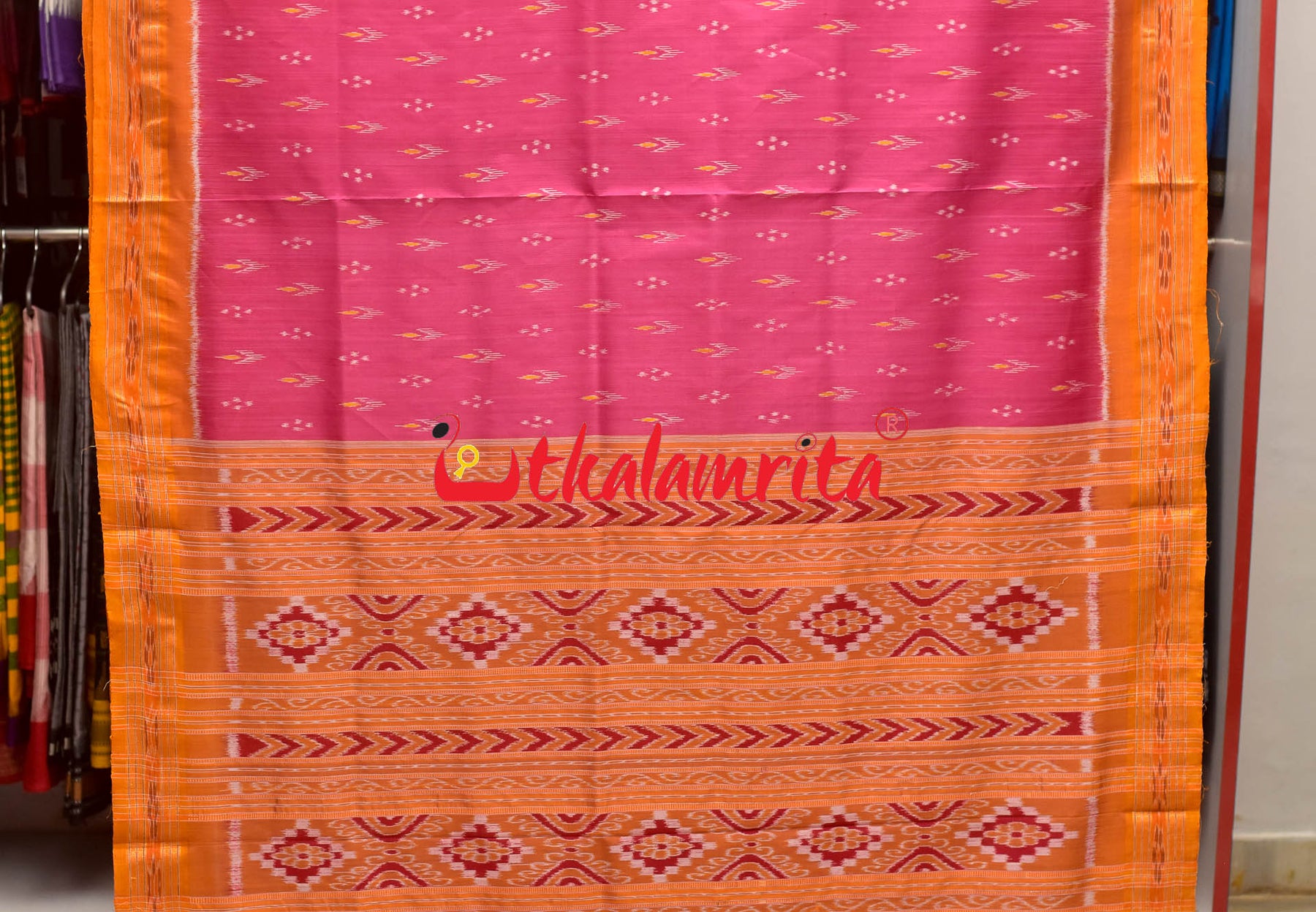 Pink with Yellow Chandrika Khandua Silk Saree