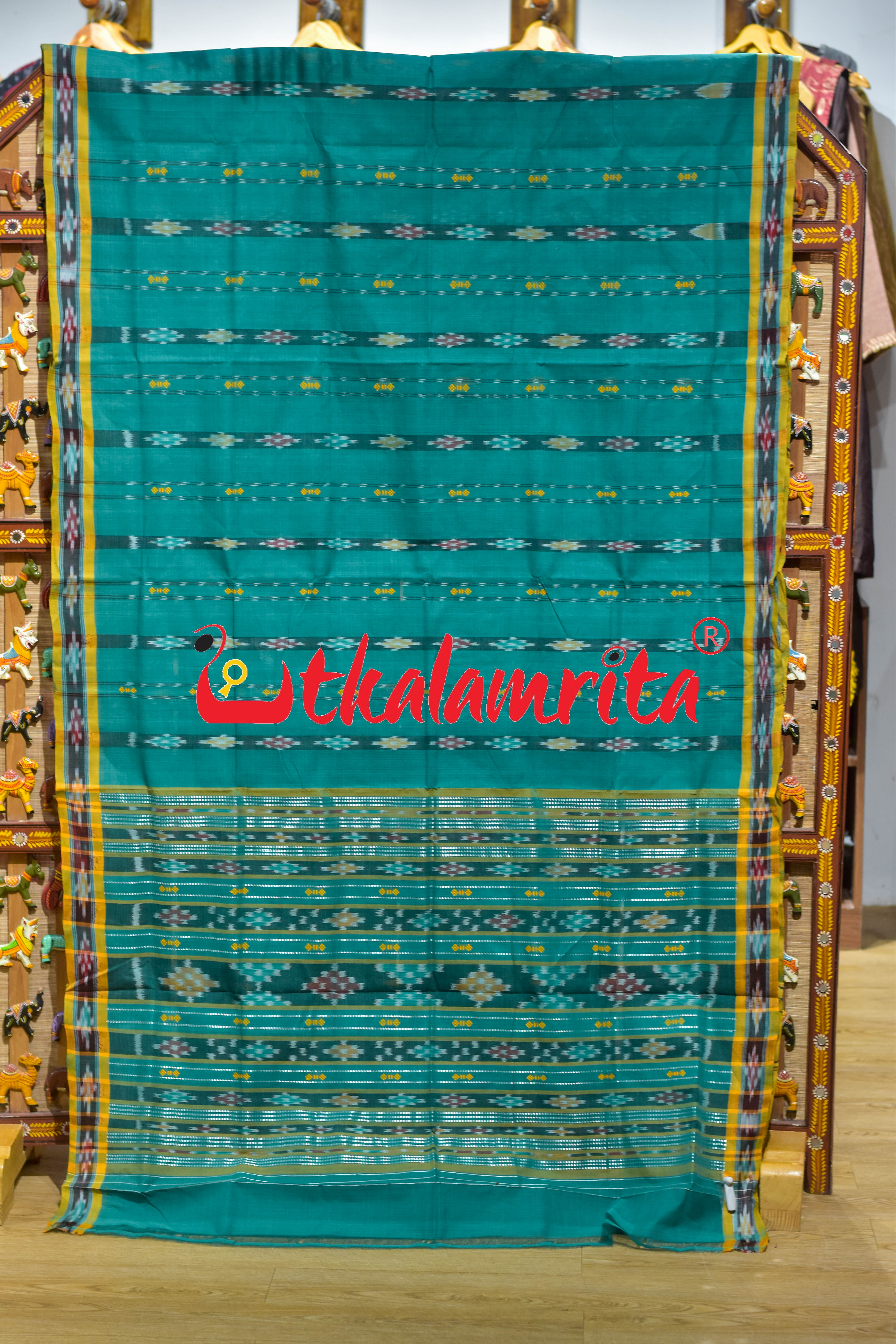 Green Double Diamond Buti Pittala Single Cotton Saree