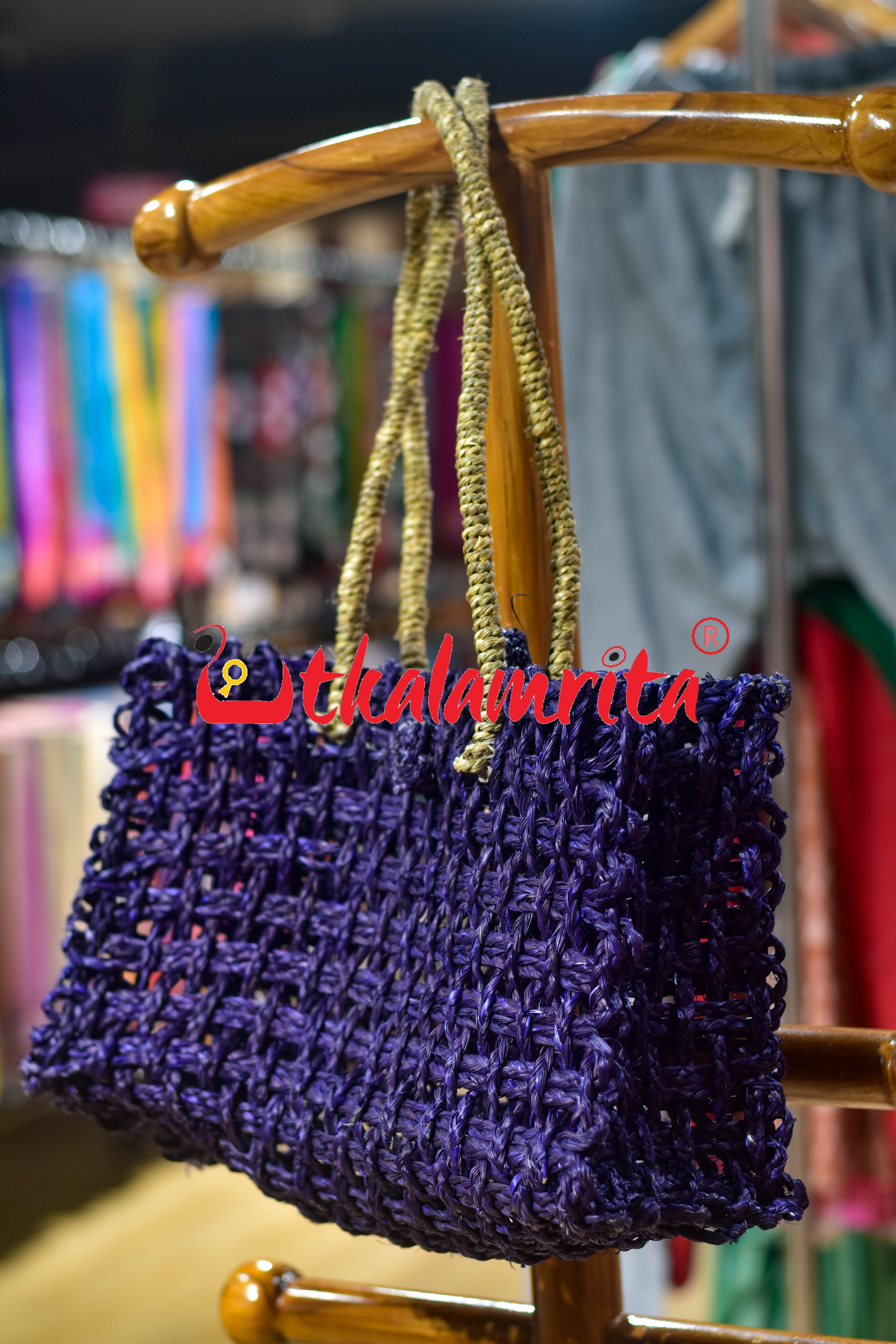 Sabai Grass Jali Bag Medium (Purple)