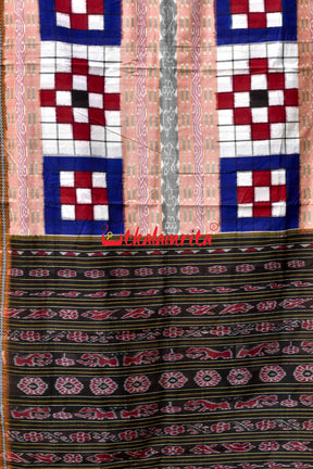 Contrast Blue Maroon Sambalpuri Cotton Saree