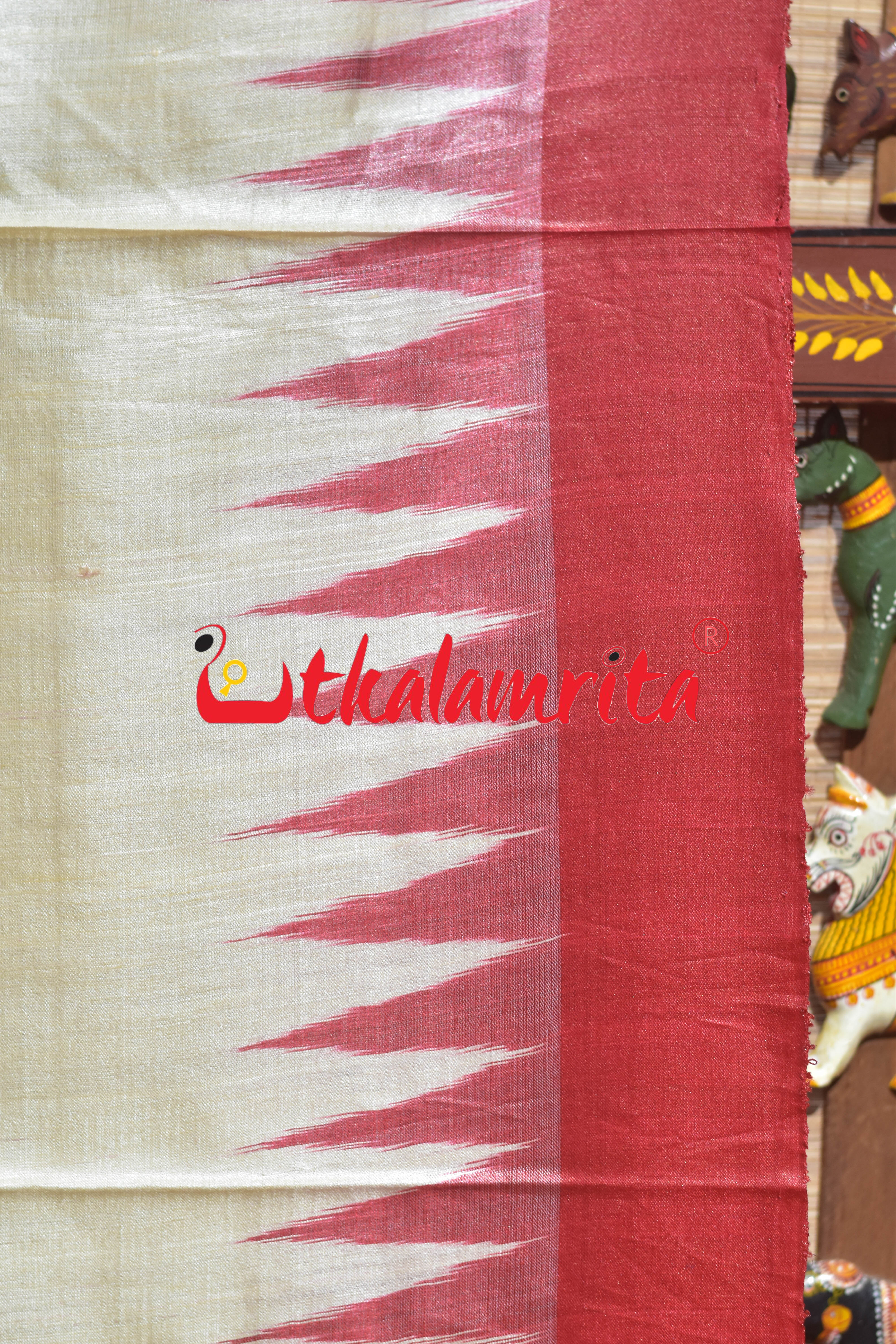 Natural Body Red Fine Gopalpur Tussar Silk Saree