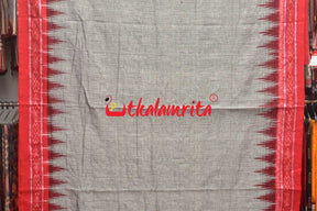 Grey Red Jharana Cotton Saree