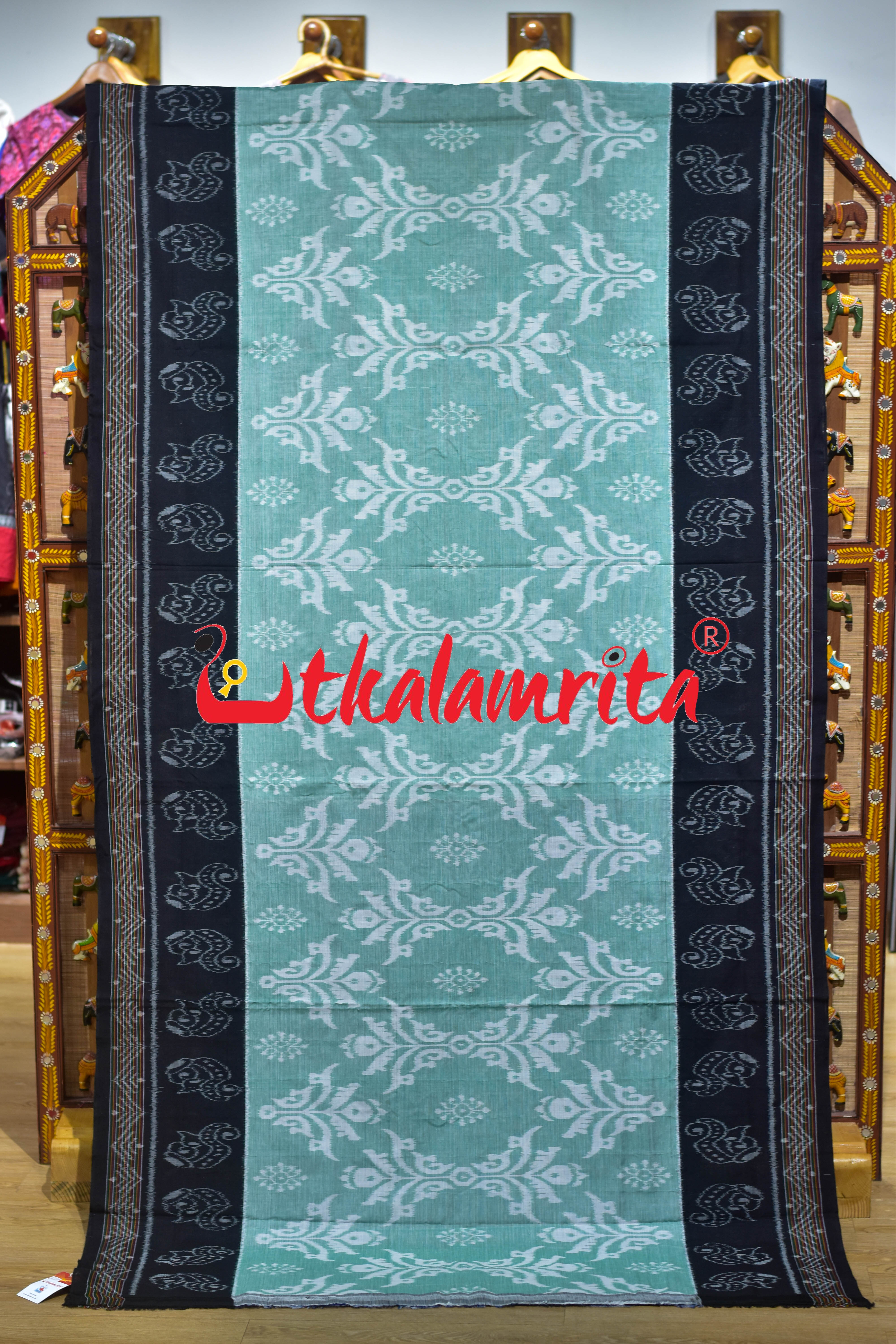 Seafoam Green Sankha Scot Khandua Cotton Saree