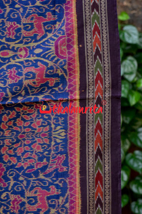 Blue Jungle Sambalpuri Bandha Cotton Saree