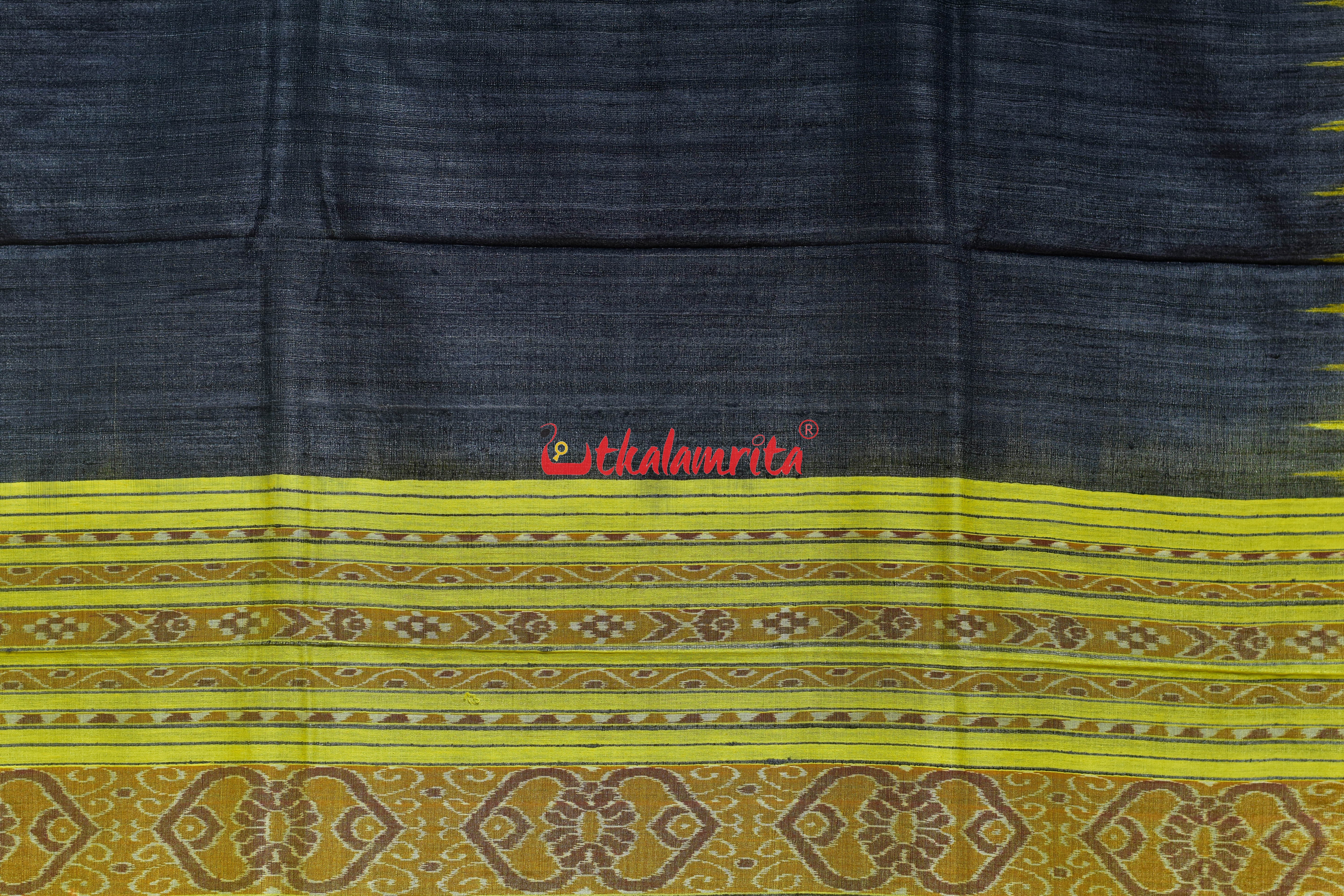 Black Yellow Gopalpur Tussar Silk Saree