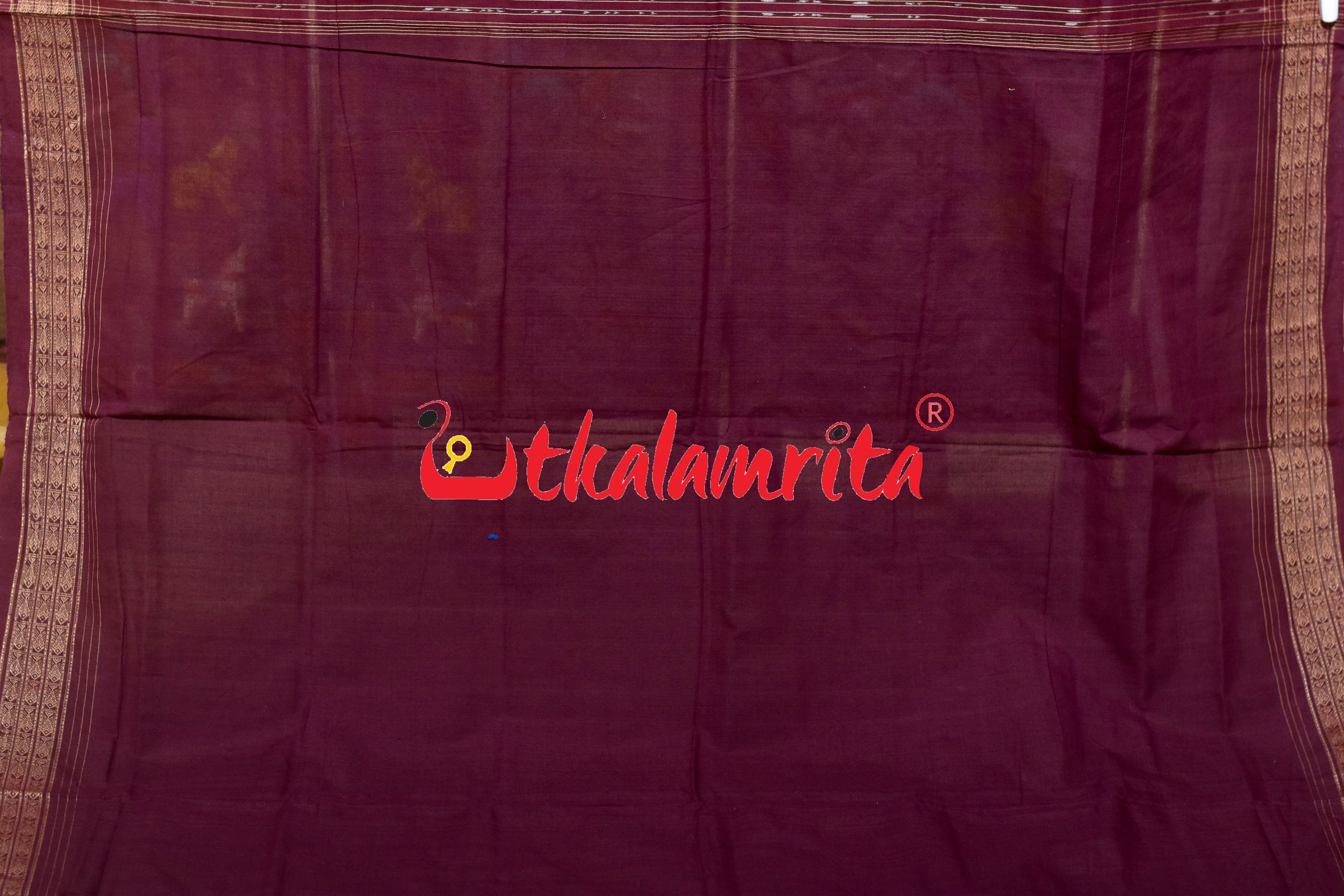 Mayura Kalasa Tree of Life Blue Maroon Sambalpuri Cotton Saree