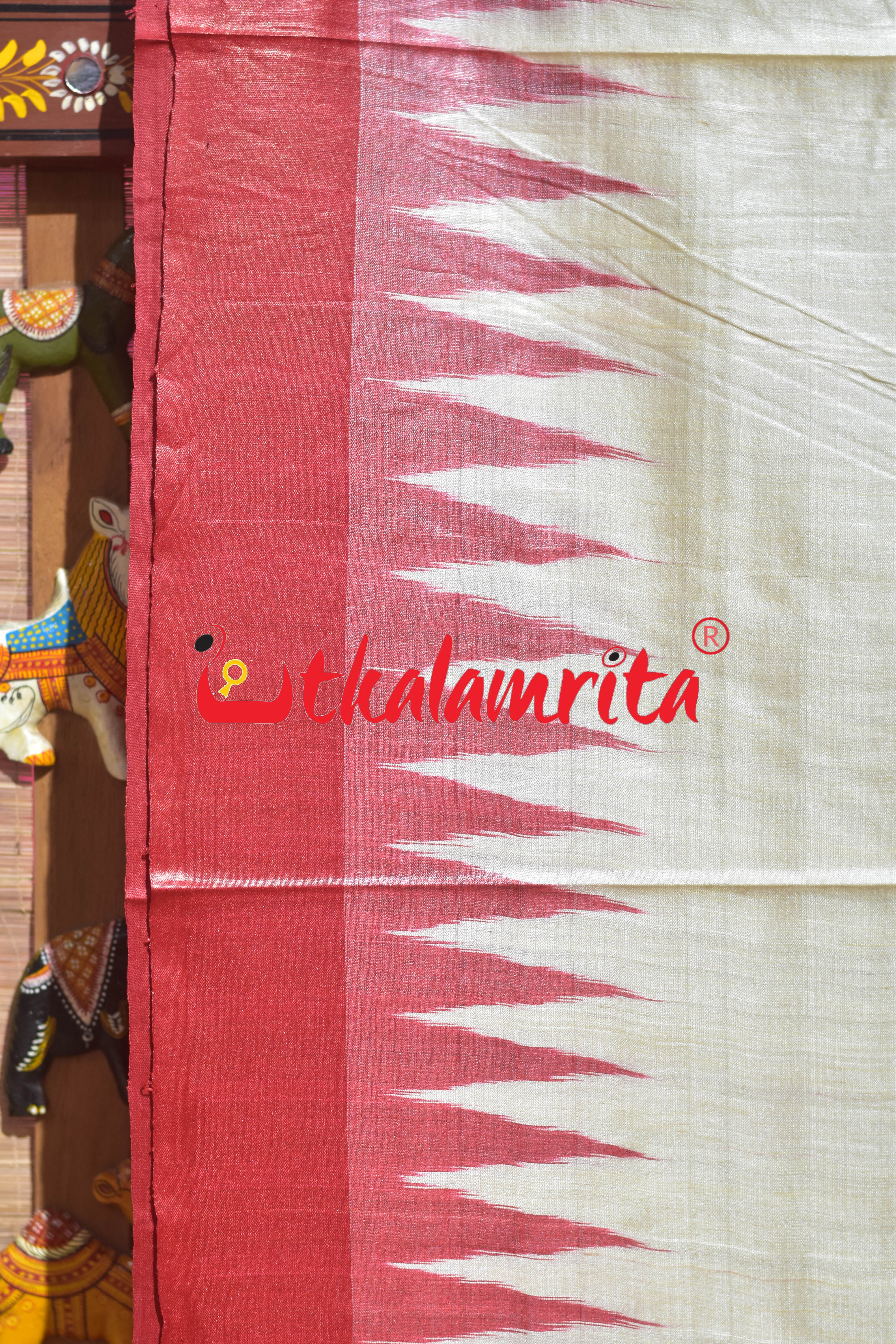 Natural Body Red Fine Gopalpur Tussar Silk Saree