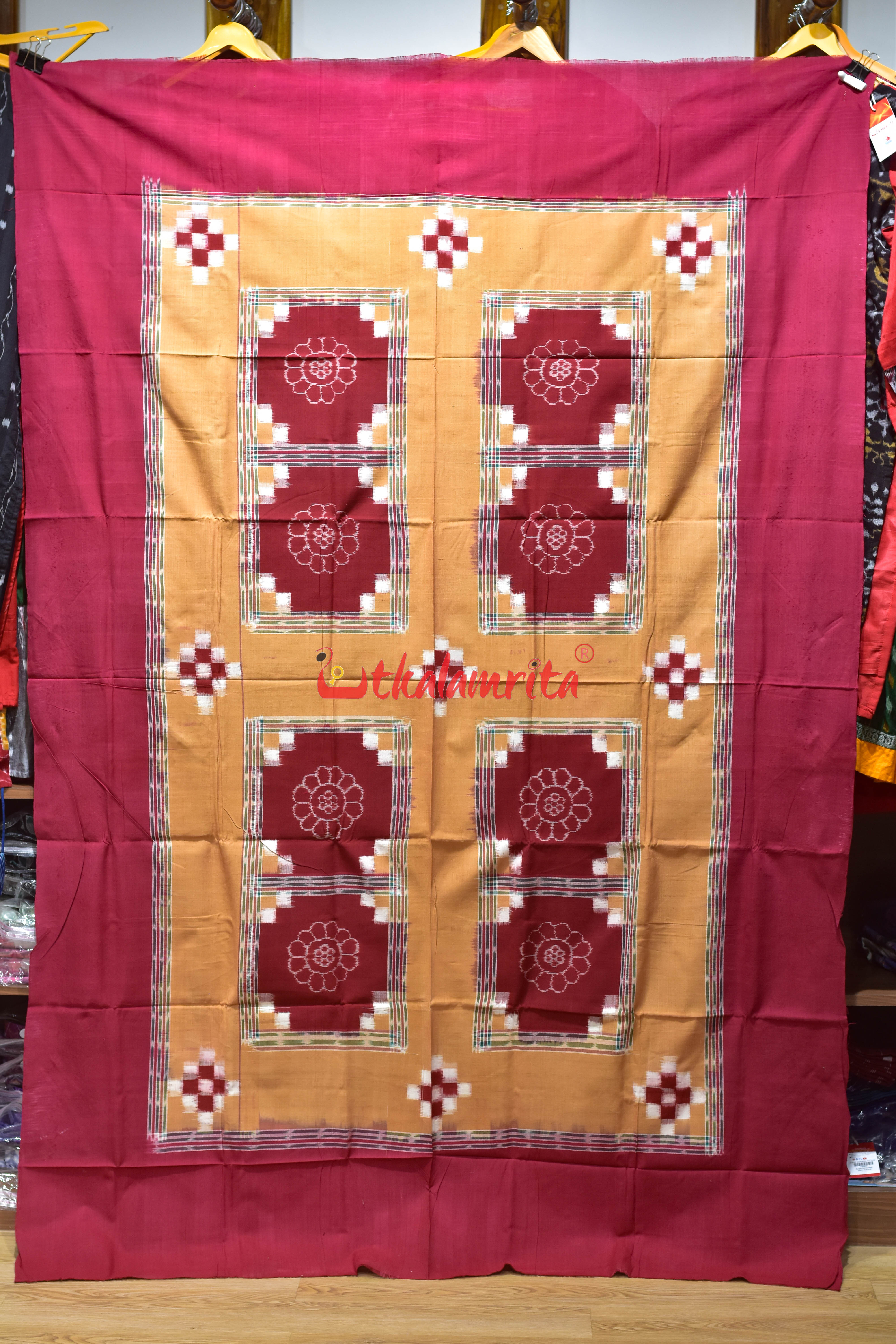Brown Maroon Flower Bandha Cotton (Single Bedsheet)