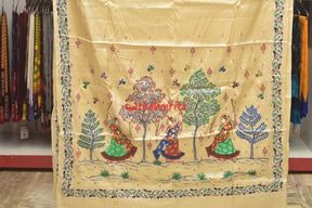 3 Dancers Dandiya Pattachitra Tussar Silk Saree