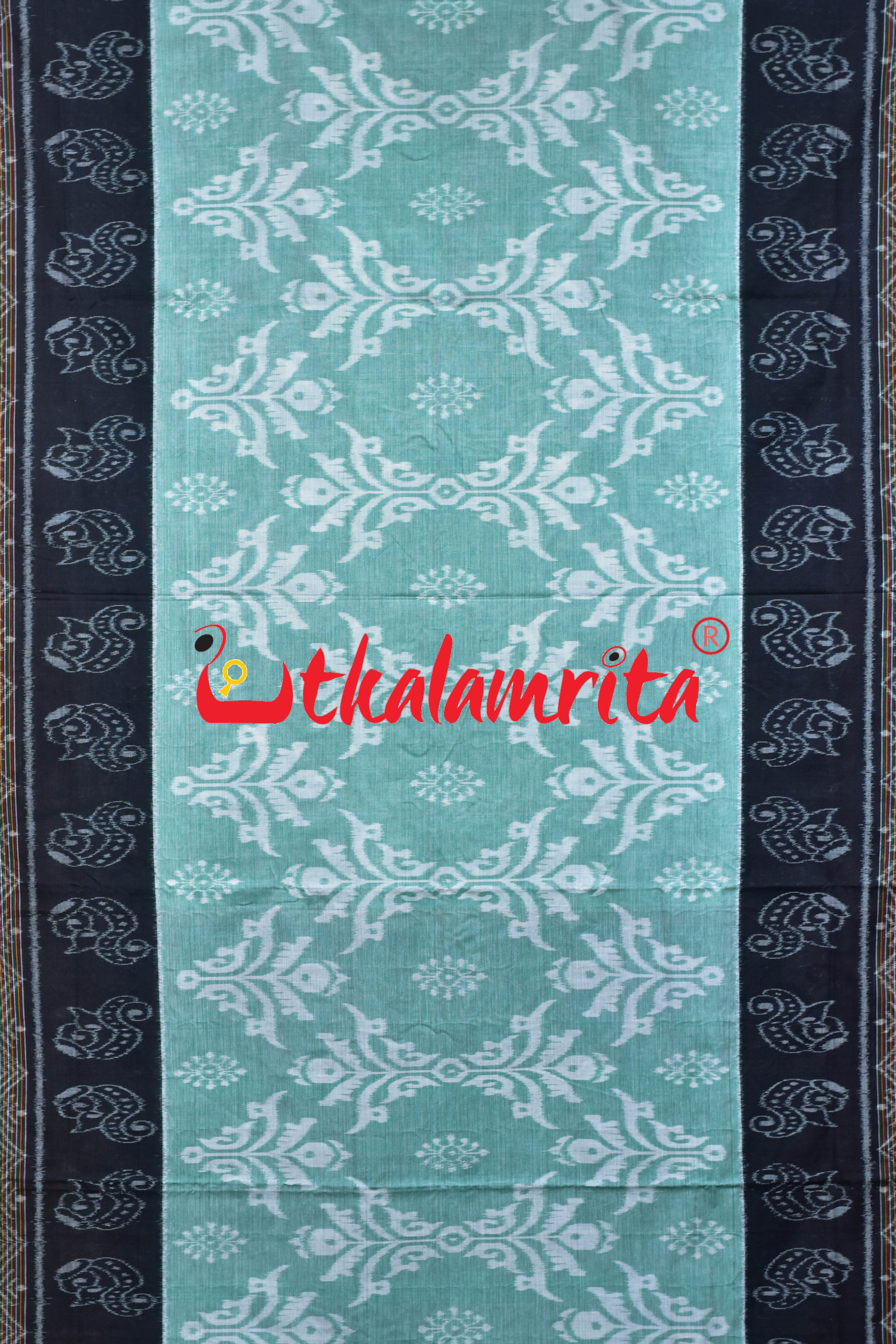 Seafoam Green Sankha Scot Khandua Cotton Saree