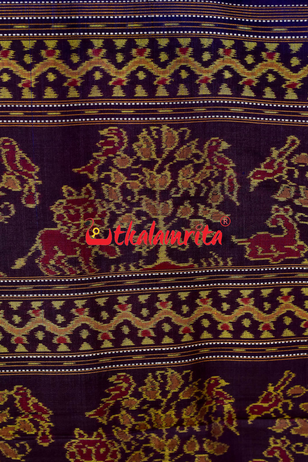 Blue Jungle Sambalpuri Bandha Cotton Saree